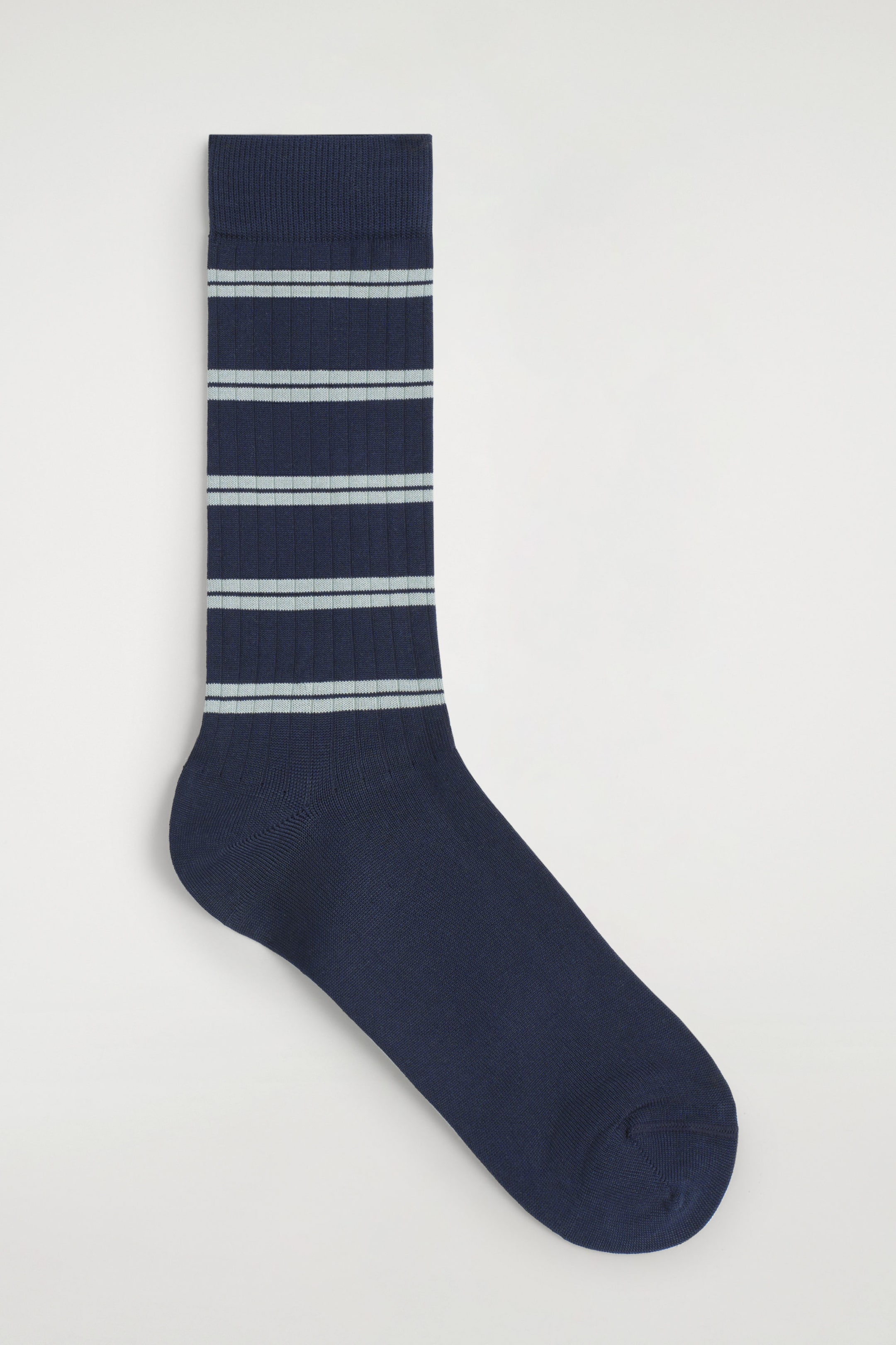 STRIPED RIBBED COTTON SOCKS