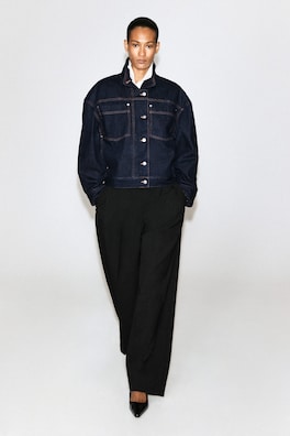 MOCK-NECK DENIM JACKET — INDIGO 3