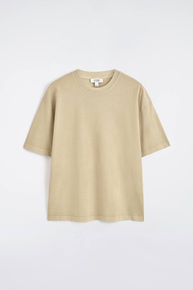 LOCKERES LEICHTES BAUMWOLL-T-SHIRT - BEIGE/DUNKELGRÜN/NAVYBLAU/WEISS/SCHWARZ/GRAU MELIERT - 1