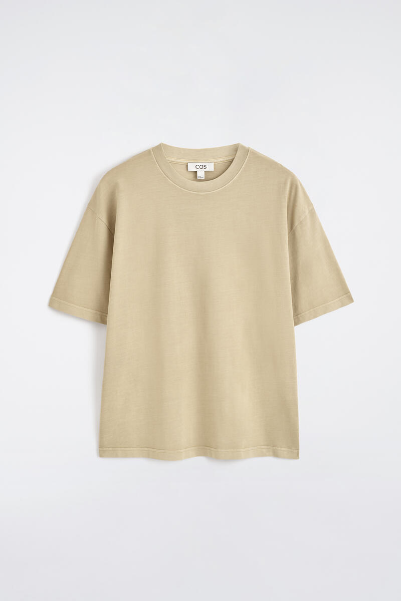 Relaxed Lightweight Cotton T-Shirt in Beige