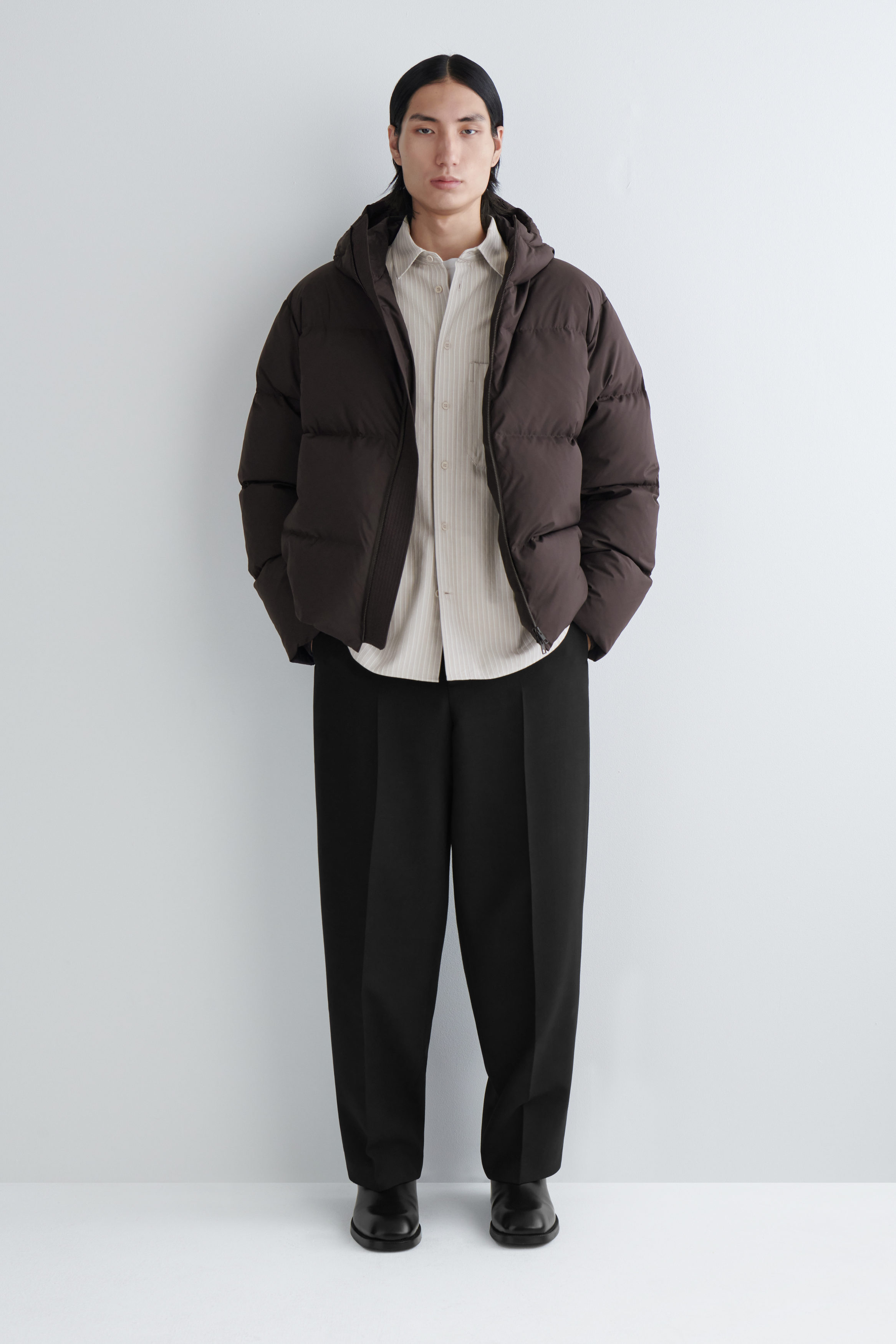 HOODED DOWN PUFFER JACKET - DARK BROWN | COS US