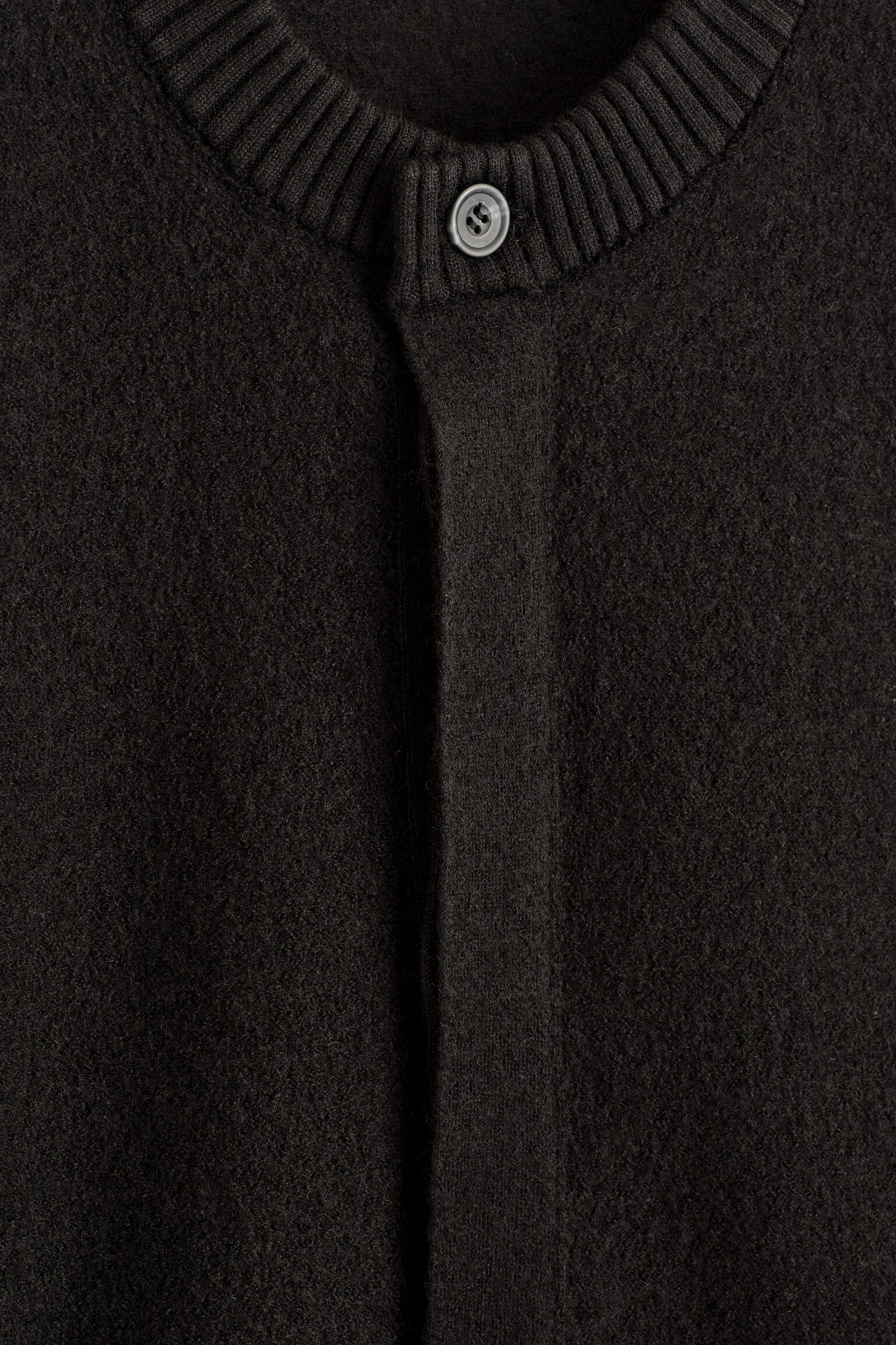 BOILED-WOOL CREW-NECK CARDIGAN - BLACK/BUTTER YELLOW - 2