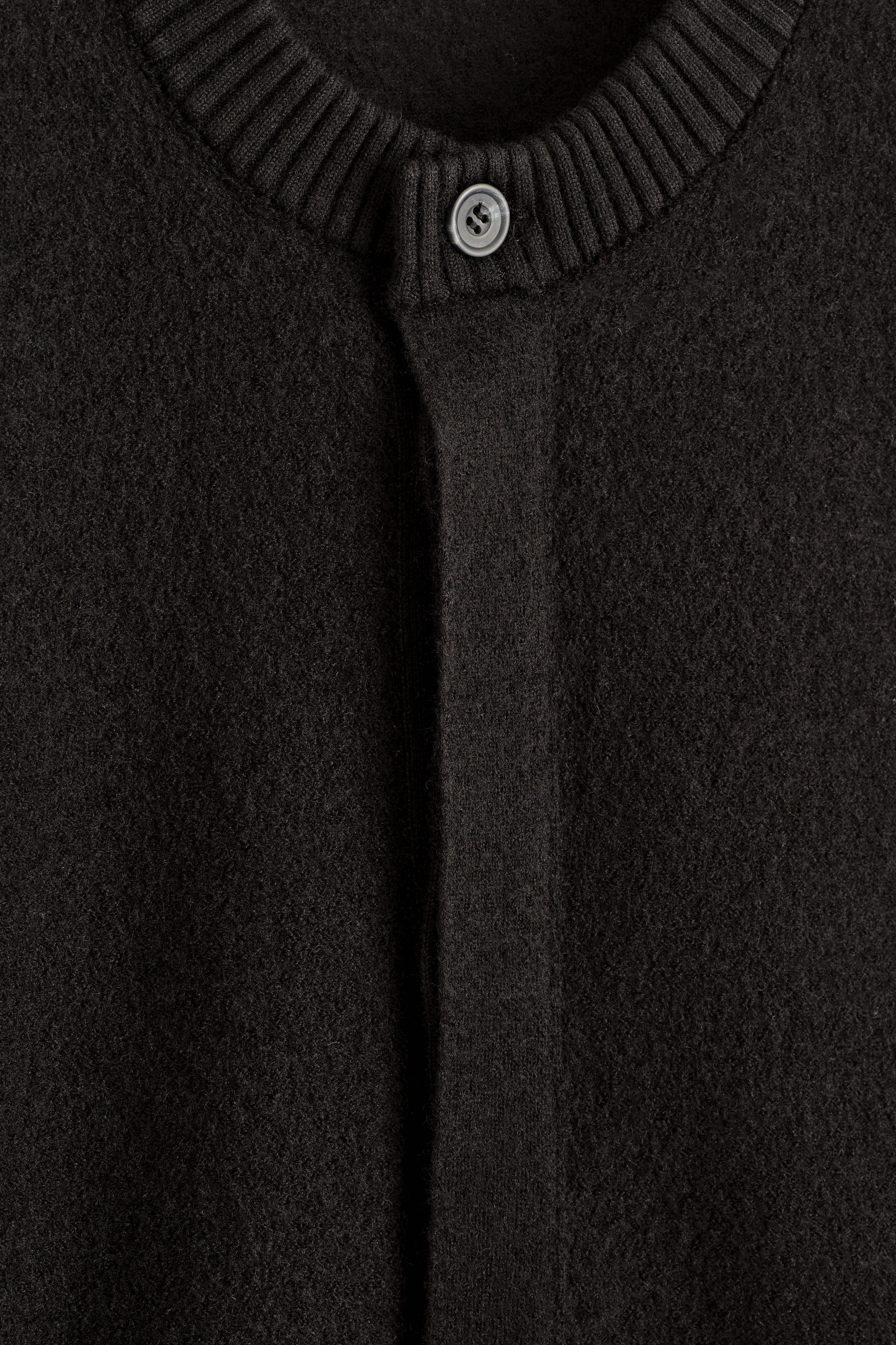 BOILED-WOOL CREW-NECK CARDIGAN - BLACK | COS