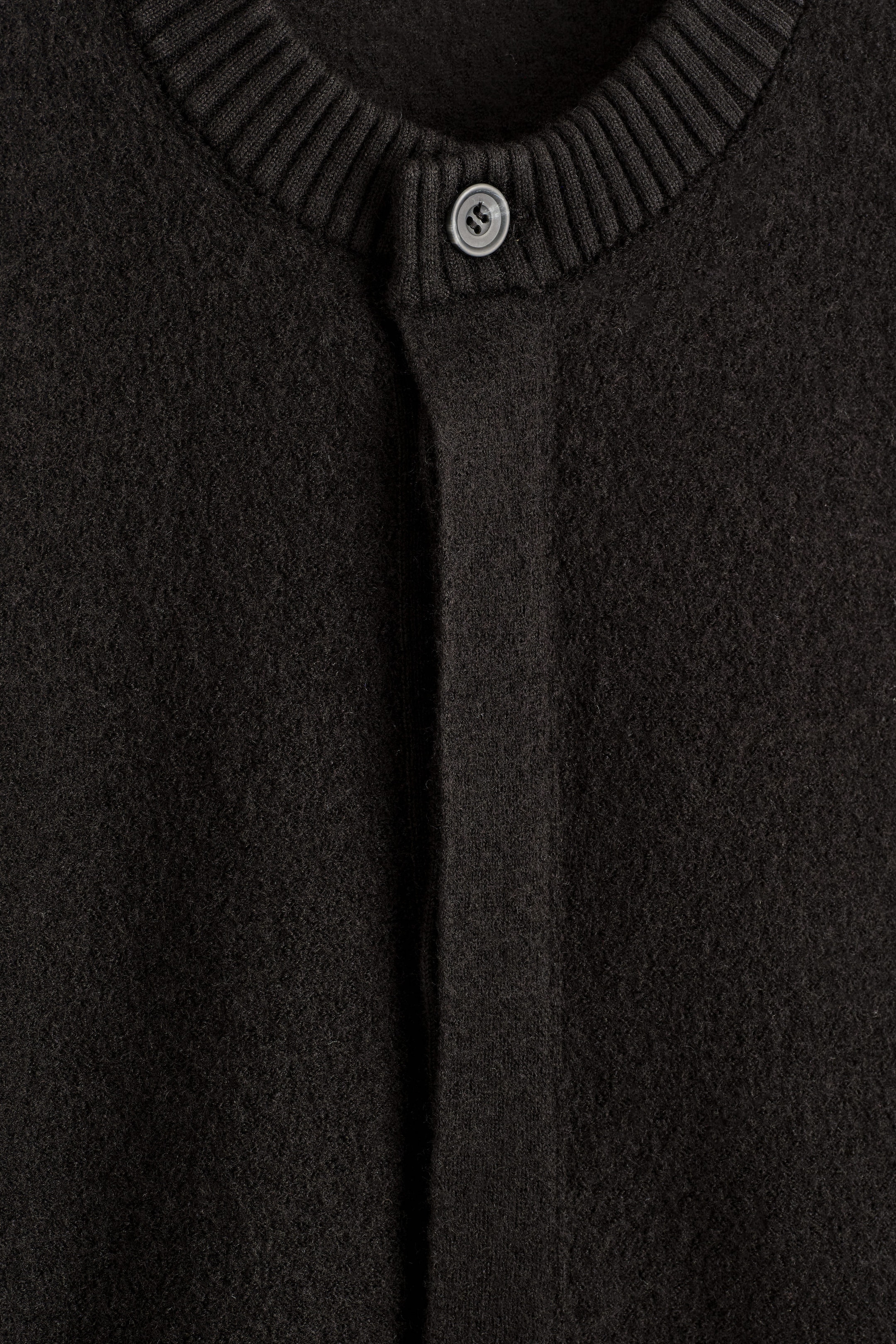 BOILED-WOOL CREW-NECK CARDIGAN