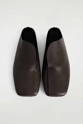 DRAPED LEATHER MULES — BITTER CHOCOLATE 5