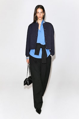 BOILED WOOL-BLEND BOMBER JACKET — NAVY 2