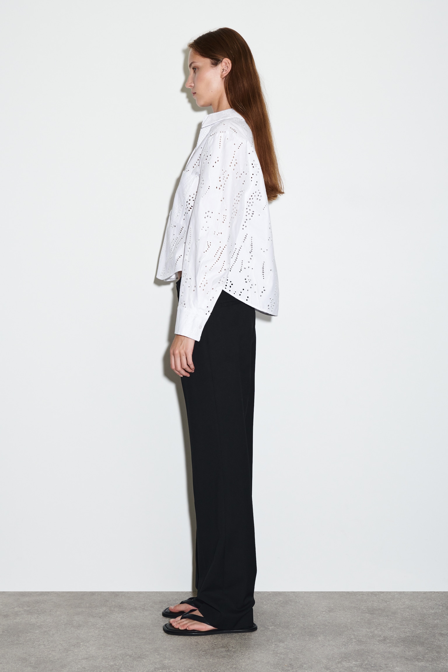 CAMICIA CROPPED CON RICAMI IN SANGALLO - BIANCO - 6