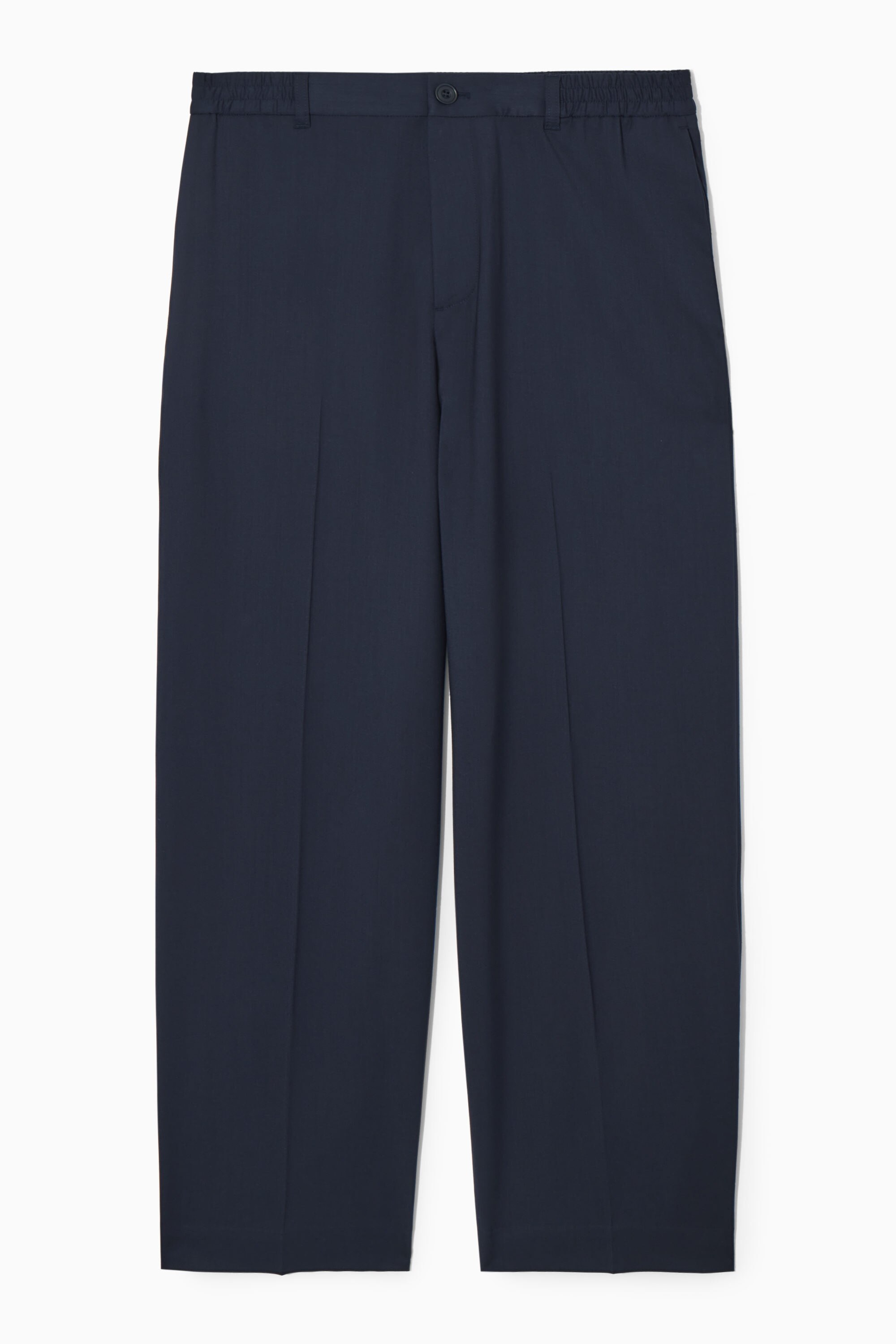 WOOL STRAIGHT-LEG TROUSERS - NAVY | COS