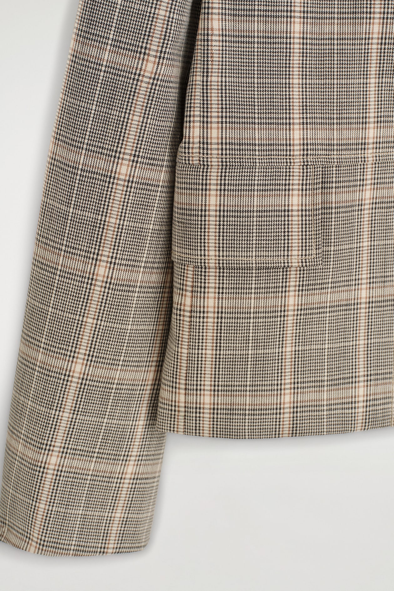 CHECKED WOOL JACKET — BEIGE / CHECKED