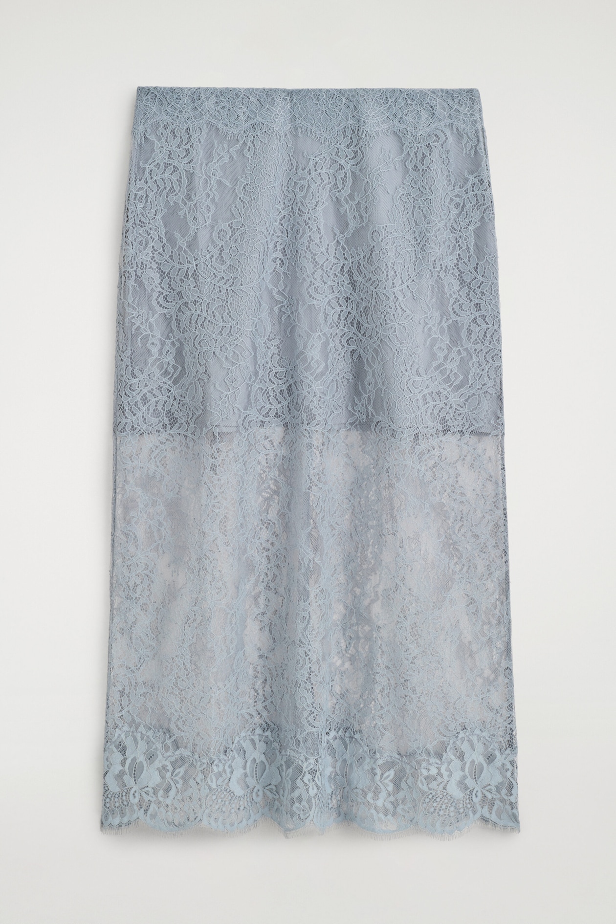 LACE MIDI SKIRT — LIGHT BLUE
