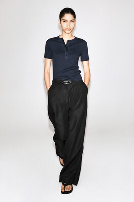 RIBBED HENLEY T-SHIRT — NAVY 3