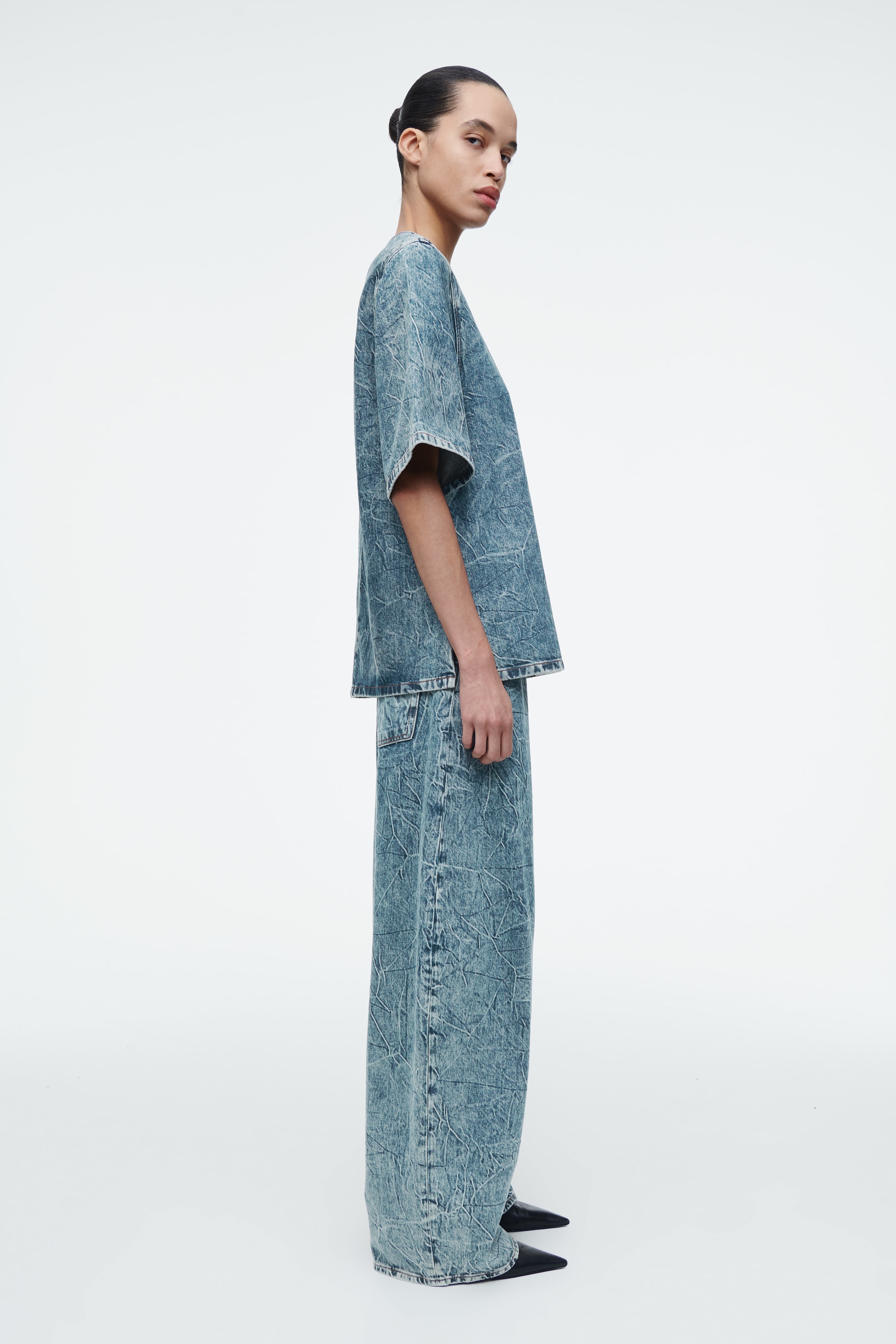 Grösseres Bild ansehen: KURZÄRMLIGES OBERTEIL AUS GEWASCHENEM DENIM - Blau - DAMEN | H&M CH 5