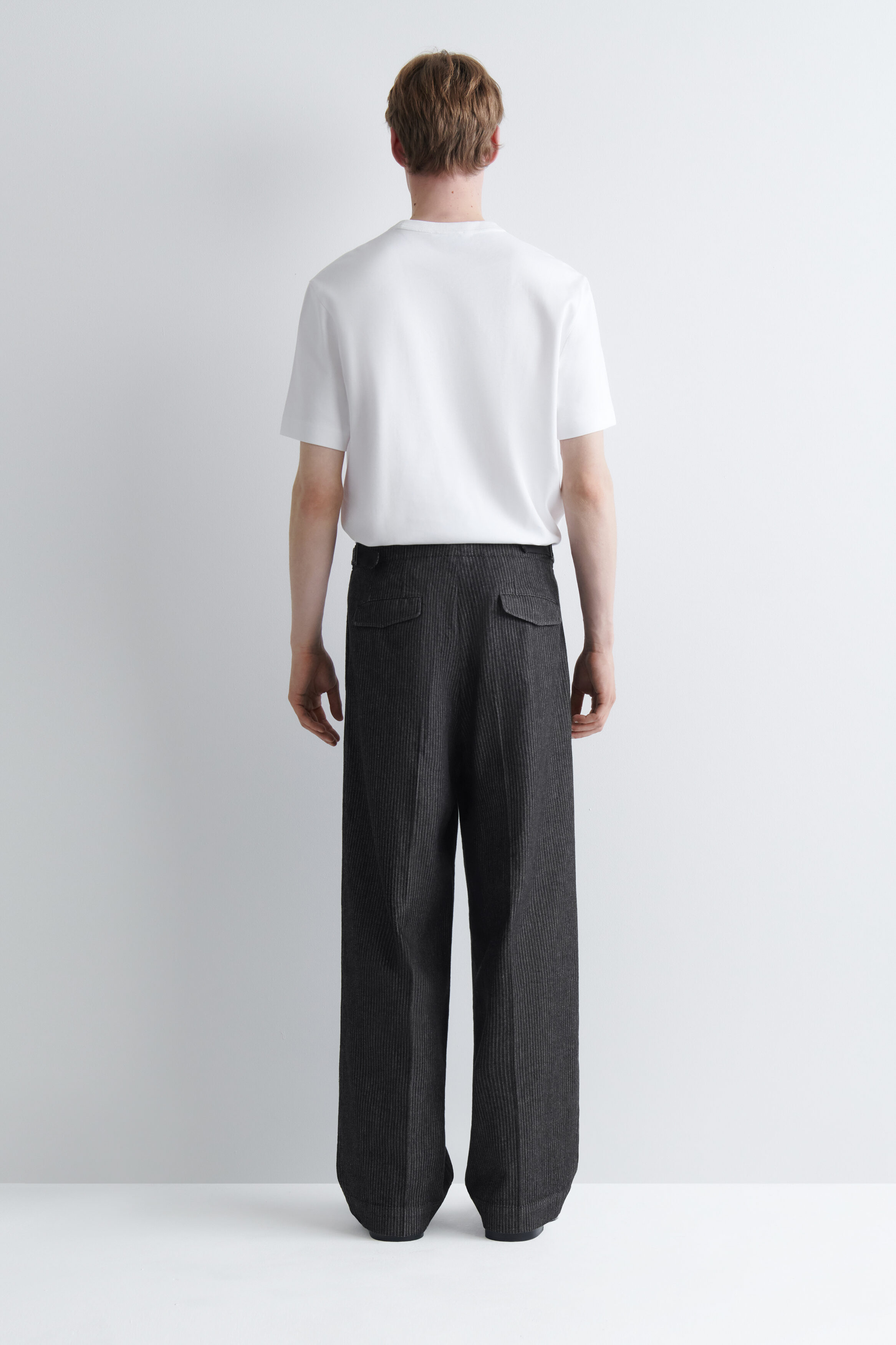 PINSTRIPED DENIM RELAXED-FIT WIDE-LEG PANTS - thumbnail 6