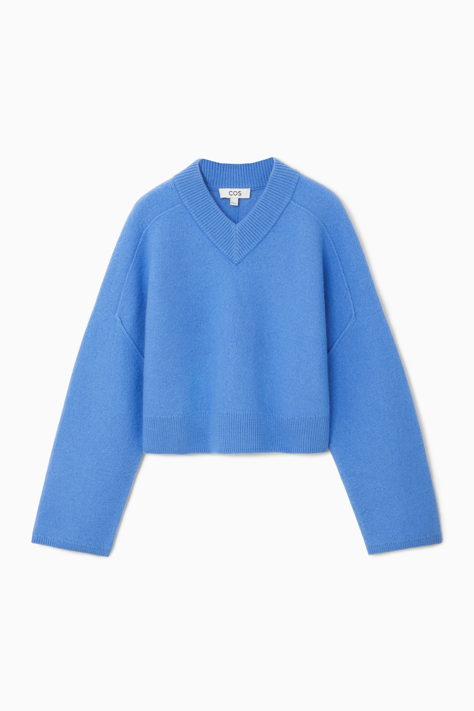 CROPPED V-NECK WOOL JUMPER - SKY BLUE