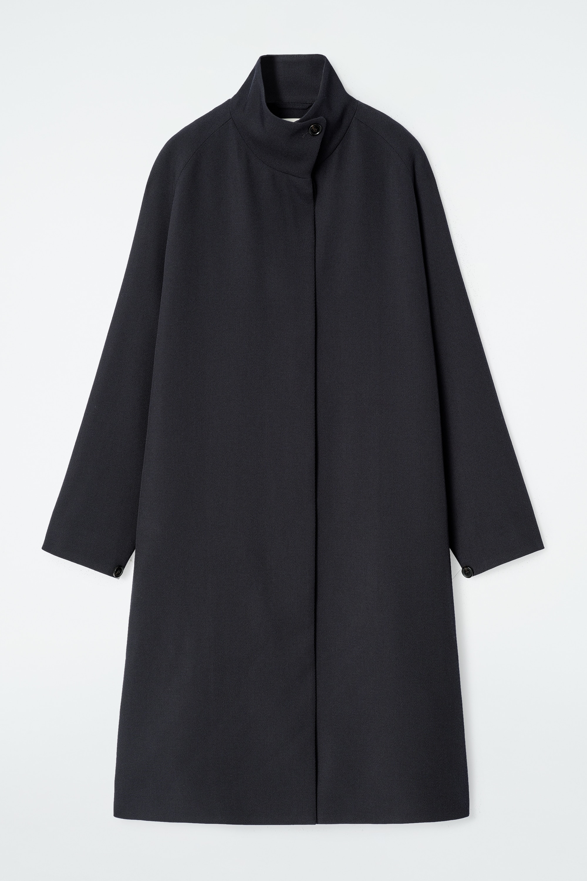 TRAPEZE WOOL-BLEND LONG COAT - NAVY/BEIGE