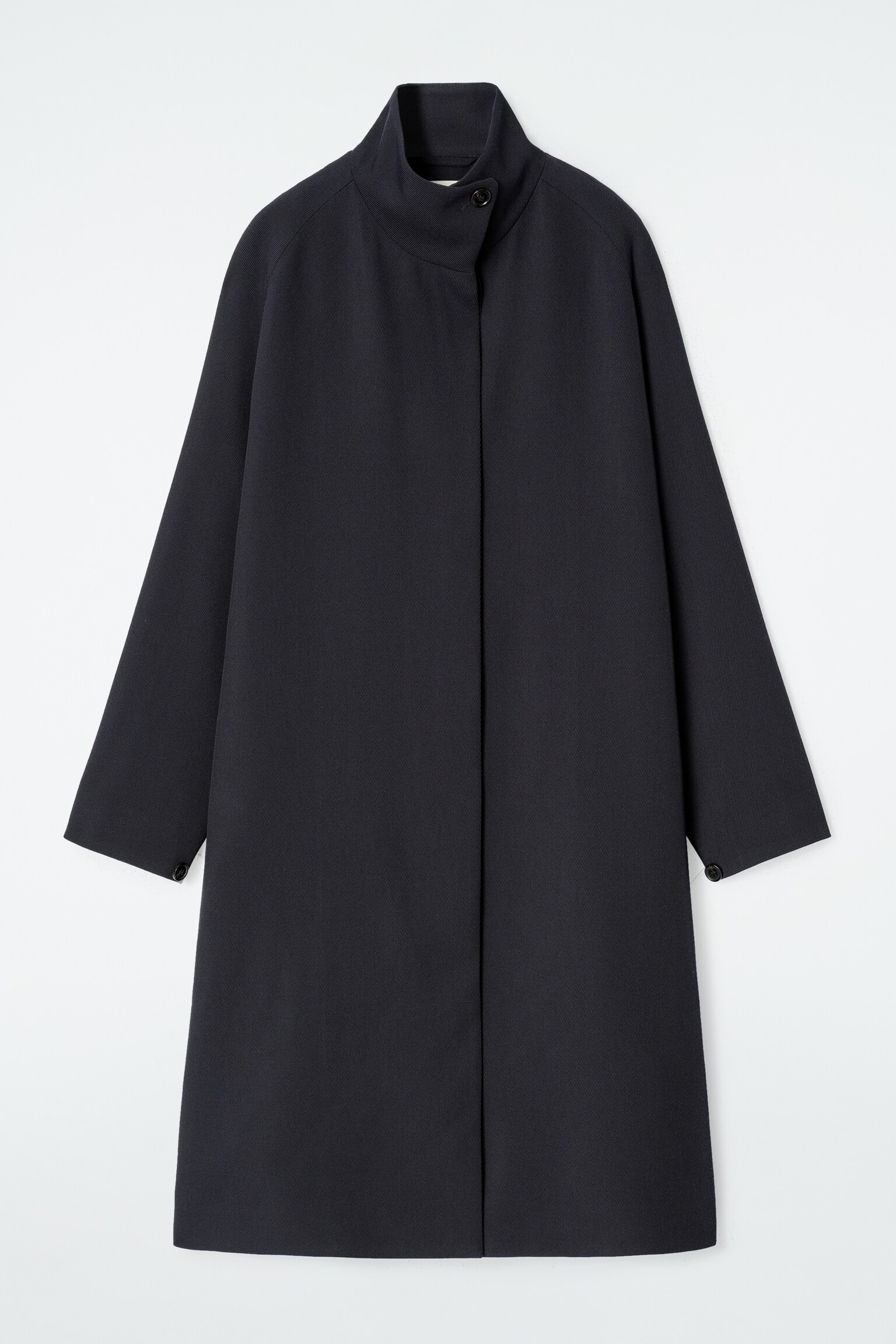 TRAPEZE WOOL-BLEND LONG COAT - NAVY/BEIGE - 2