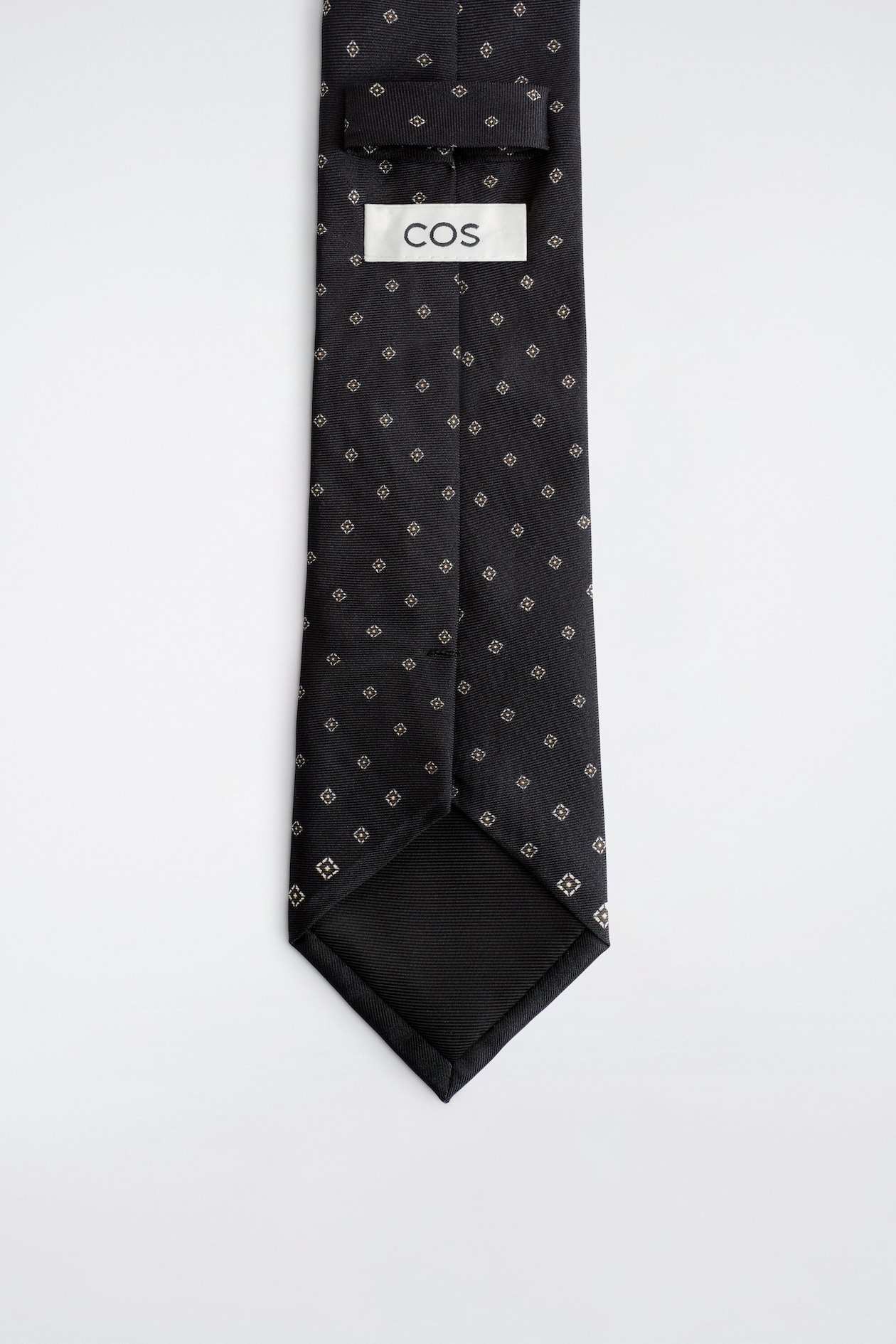 SILK-FOULARD TIE — NAVY / PATTERNED