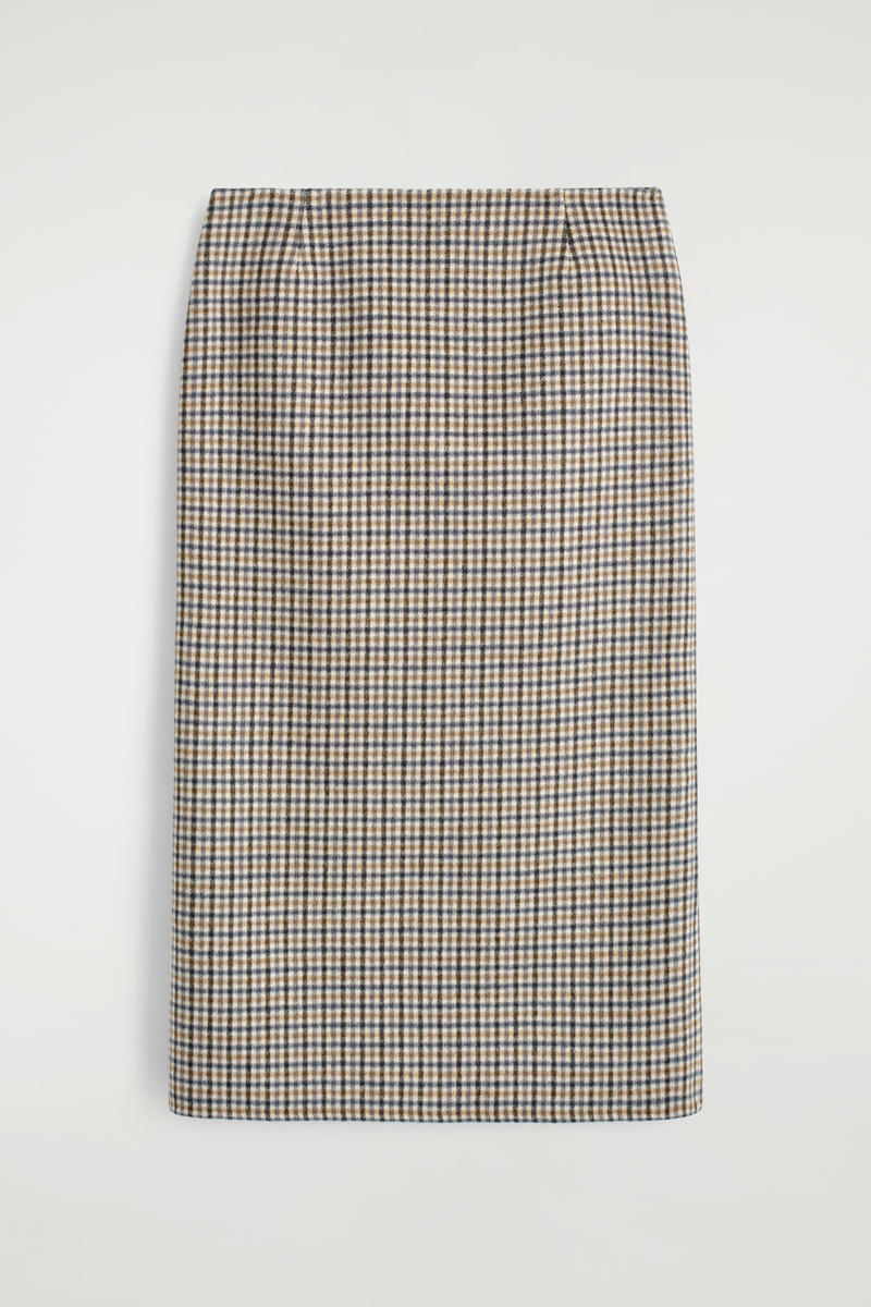 Cos Checked Double-faced Wool Skirt In Neutral