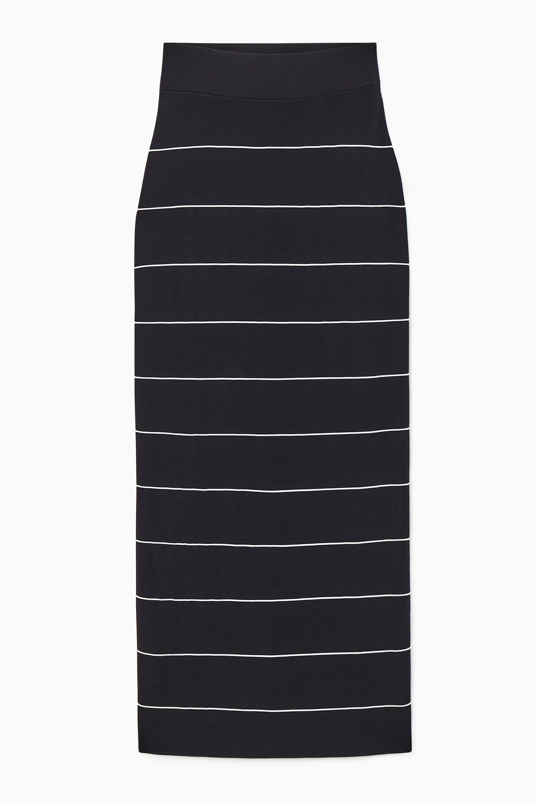 Agrandir l'image: JUPE LONGUE MAILLE RAYÉE - BLEU MARINE / RAYURES - FEMME | H&M CH 1