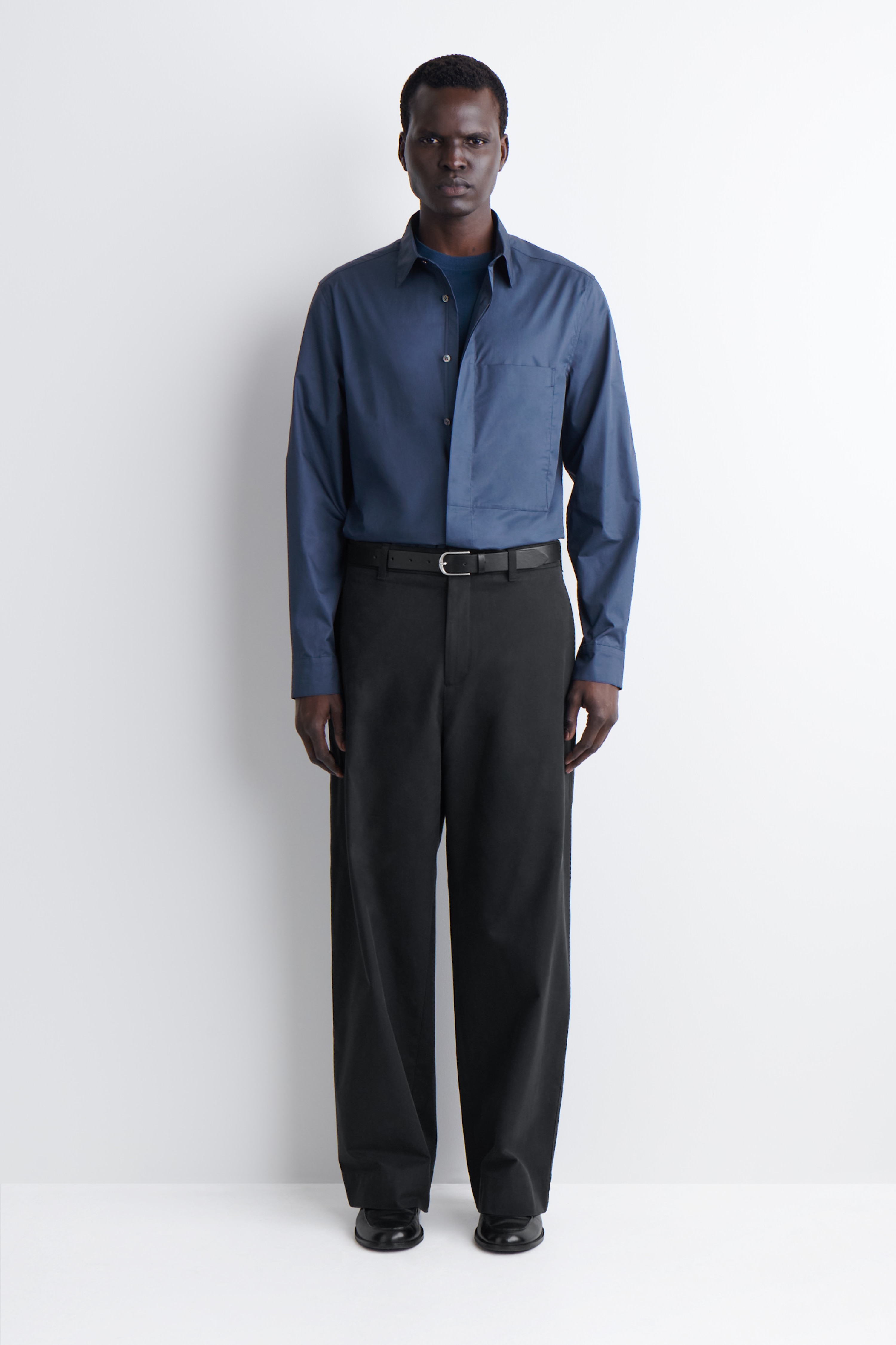SLIM POCKET-DETAIL COTTON-POPLIN SHIRT