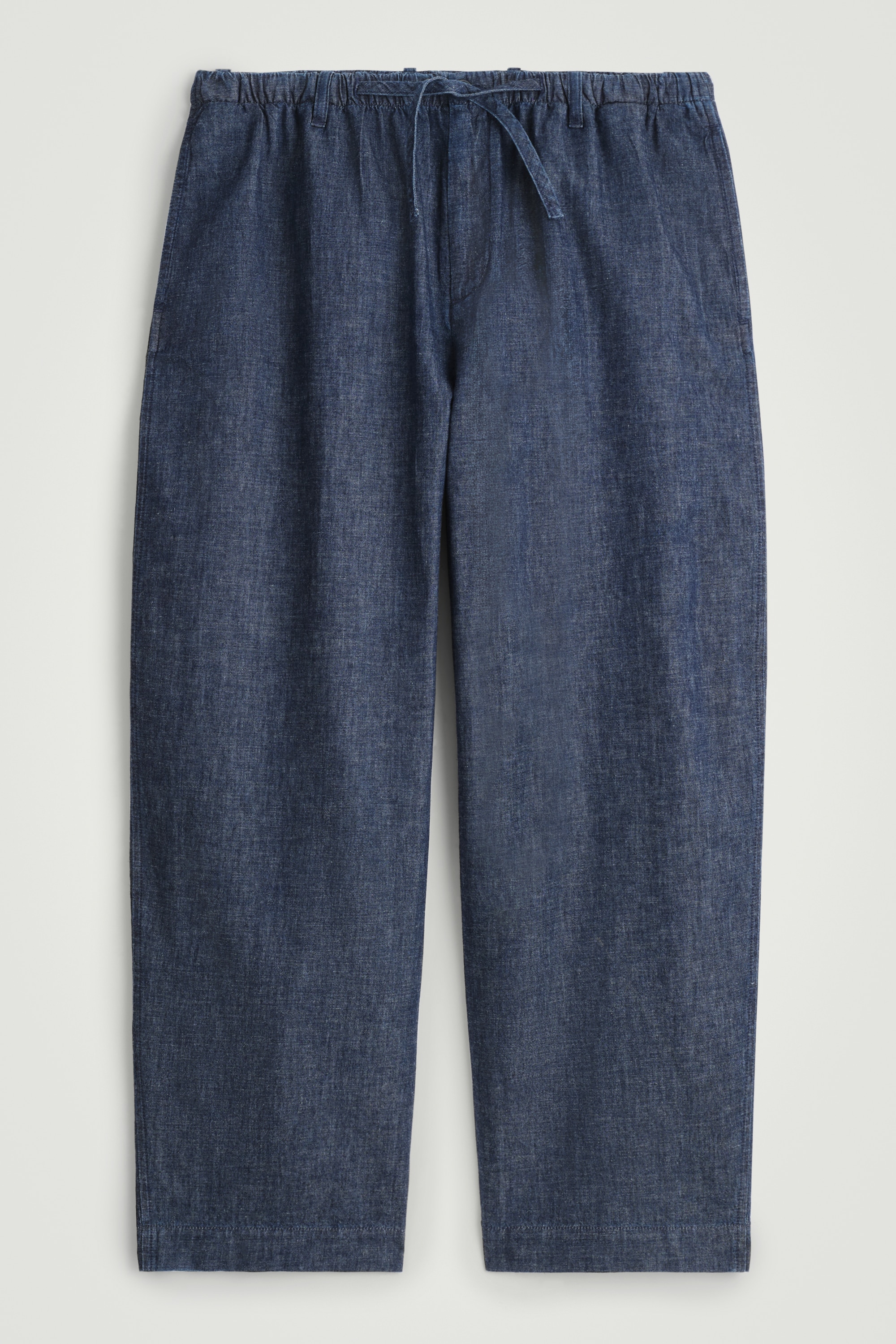 BARREL-LEG DENIM TROUSERS - GREY BLUE