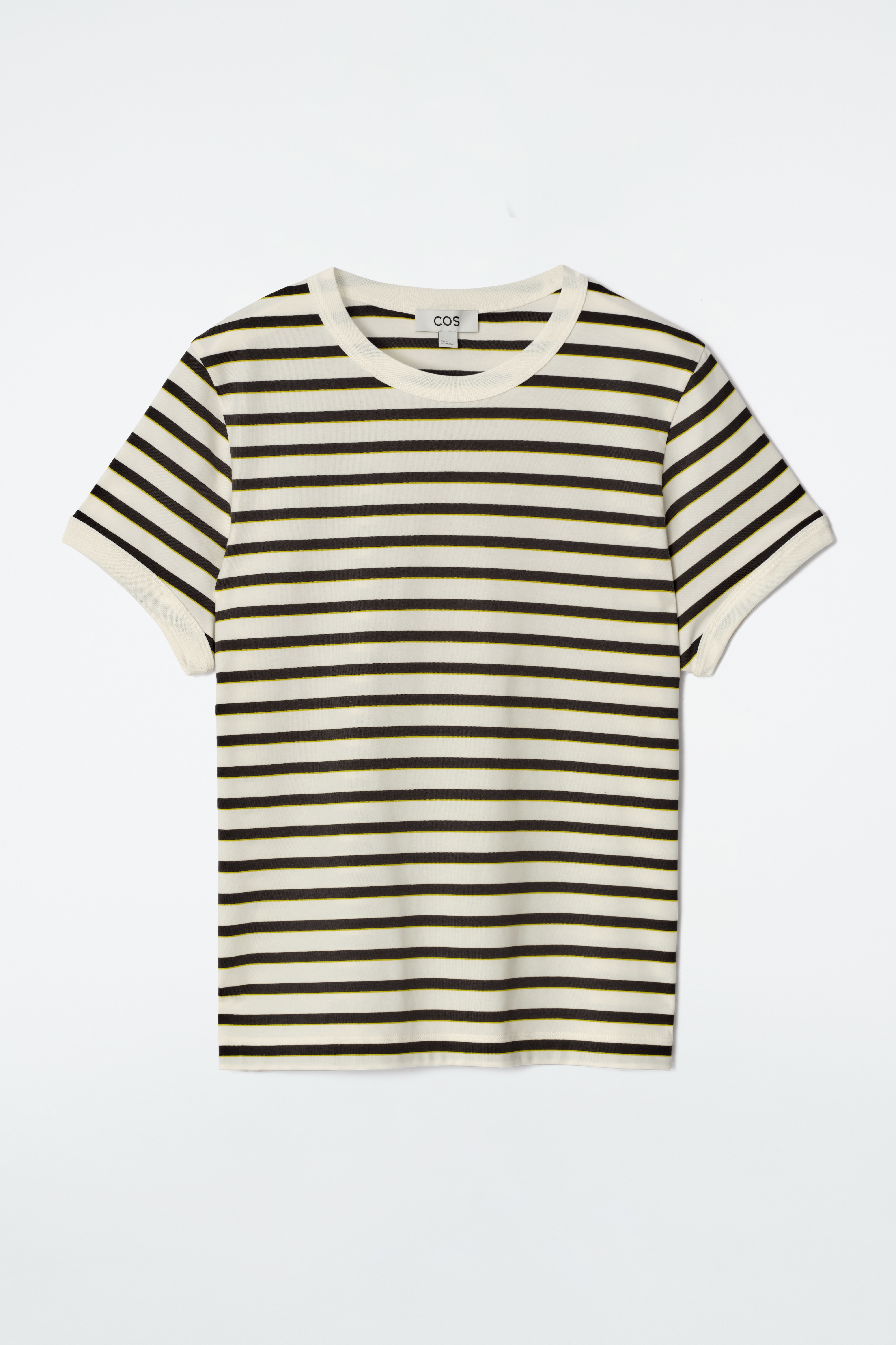 SHRUNKEN RINGER T-SHIRT - WHITE / STRIPED/WHITE / BROWN/BURGUNDY / CREAM/NAVY / WHITE/BLACK