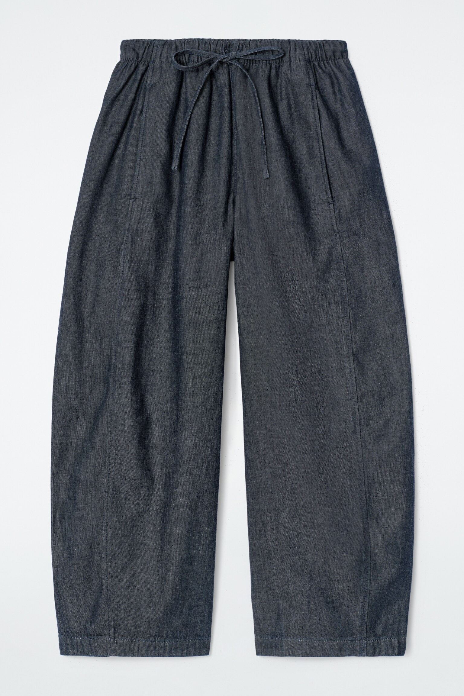 PANTALÓN VAQUERO BARREL FIT CON AJUSTE DE CORDÓN - AZUL OSCURO/AZUL - 2