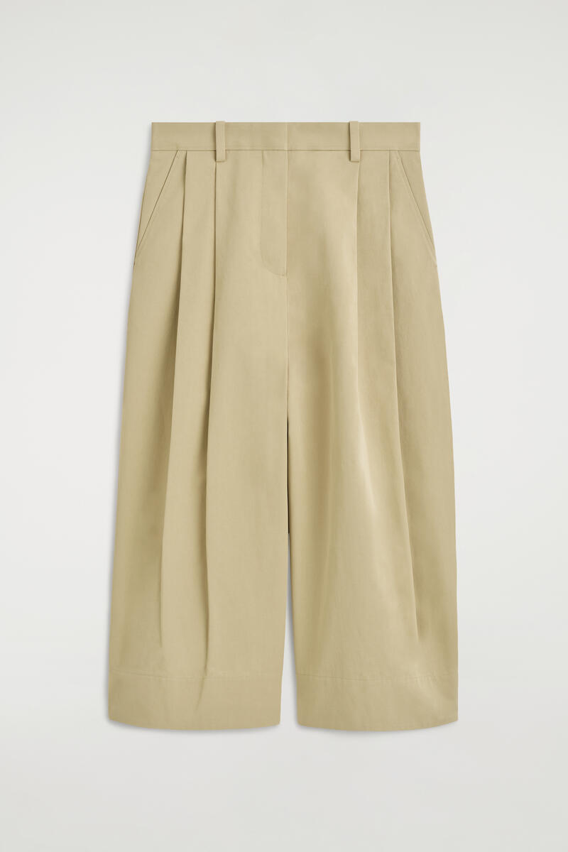 Cotton Cropped Barrel-Leg Pants