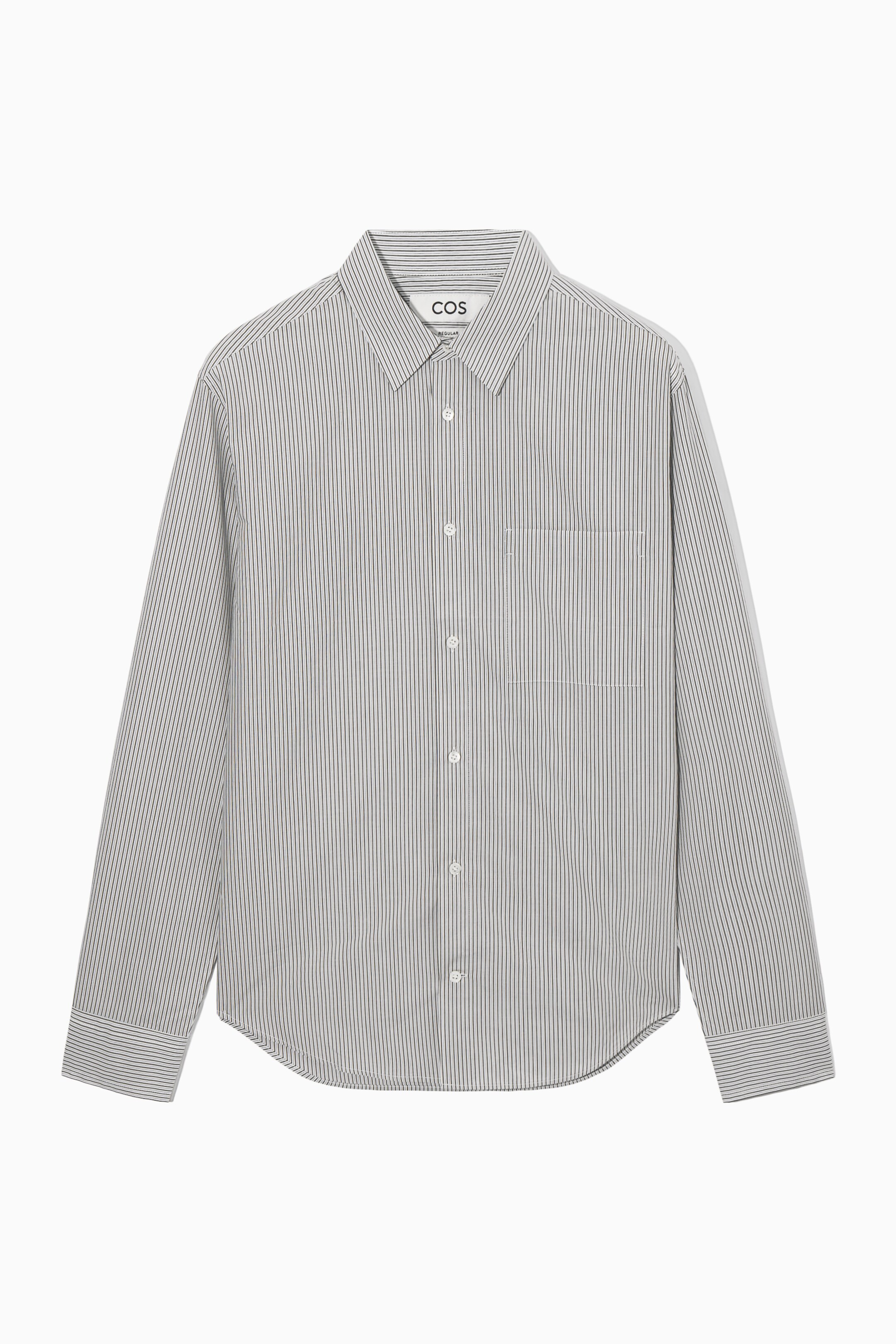 Ingrandisci l'immagine: PATCH-POCKET COTTON SHIRT - BLUE / GREY / STRIPED - UOMO | H&M CH 1