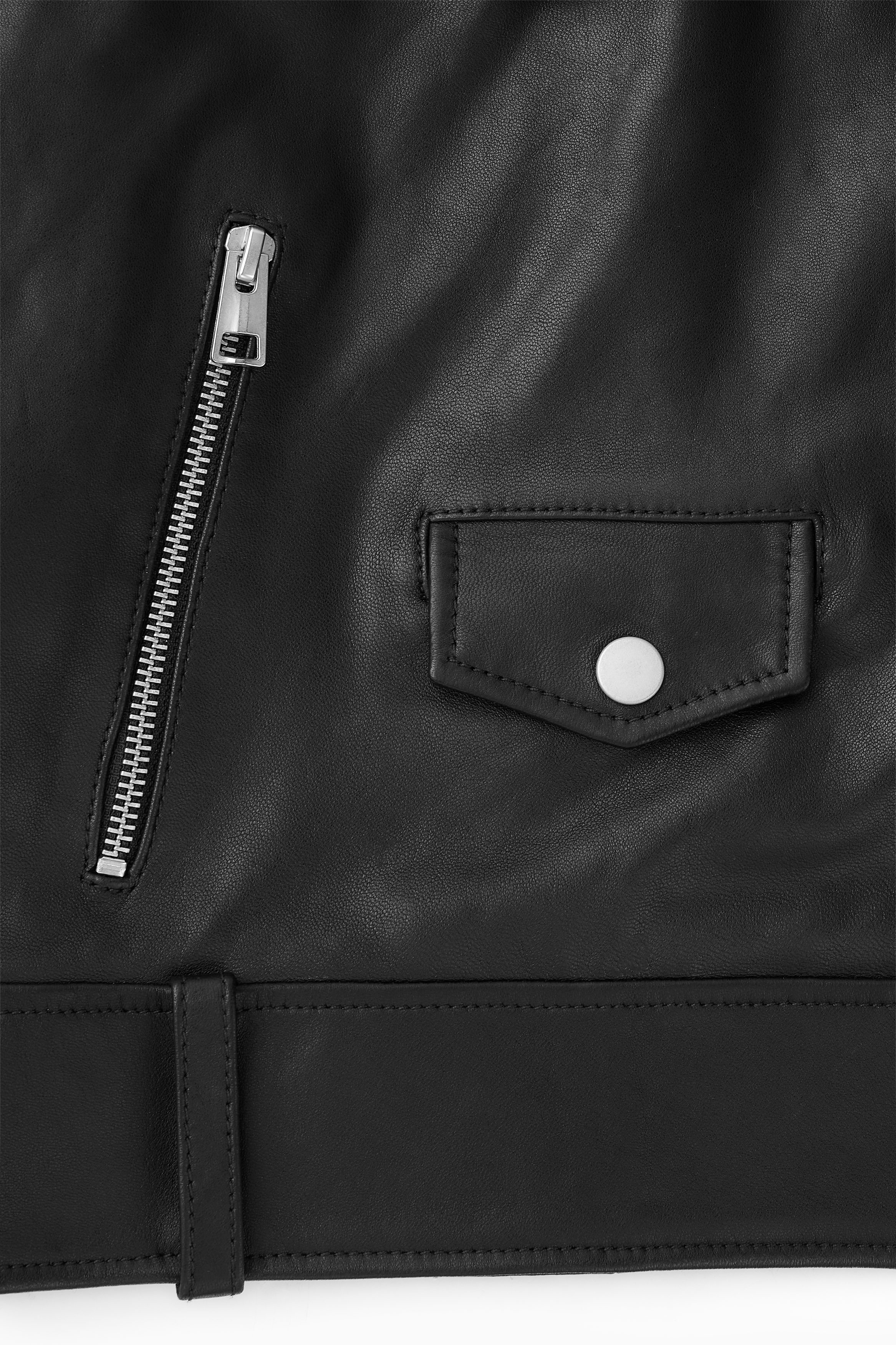 OVERSIZED CROPPED LEATHER BIKER JACKET - BLACK | COS US