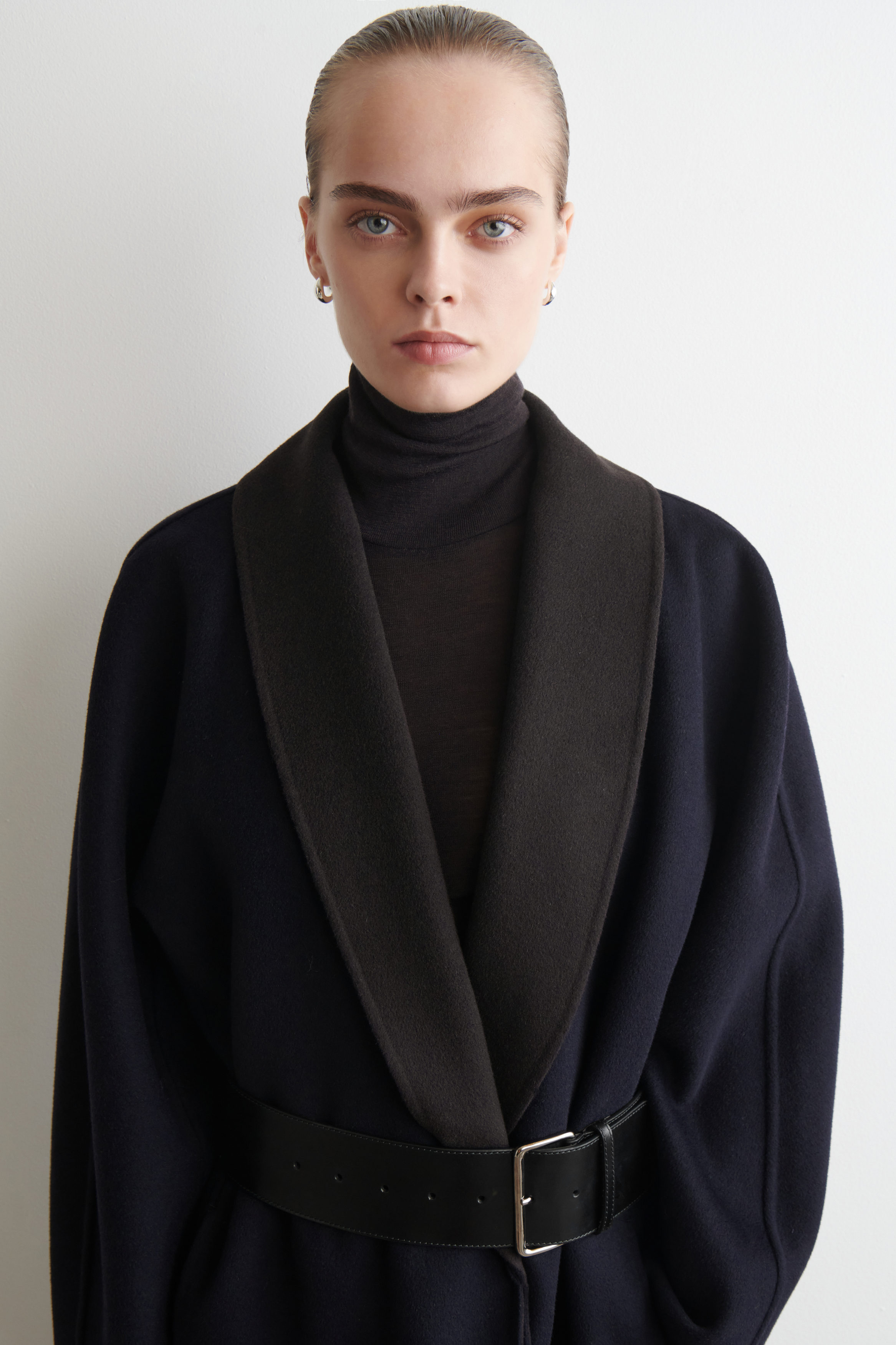 doubleface wool cashmere shawl collar coat