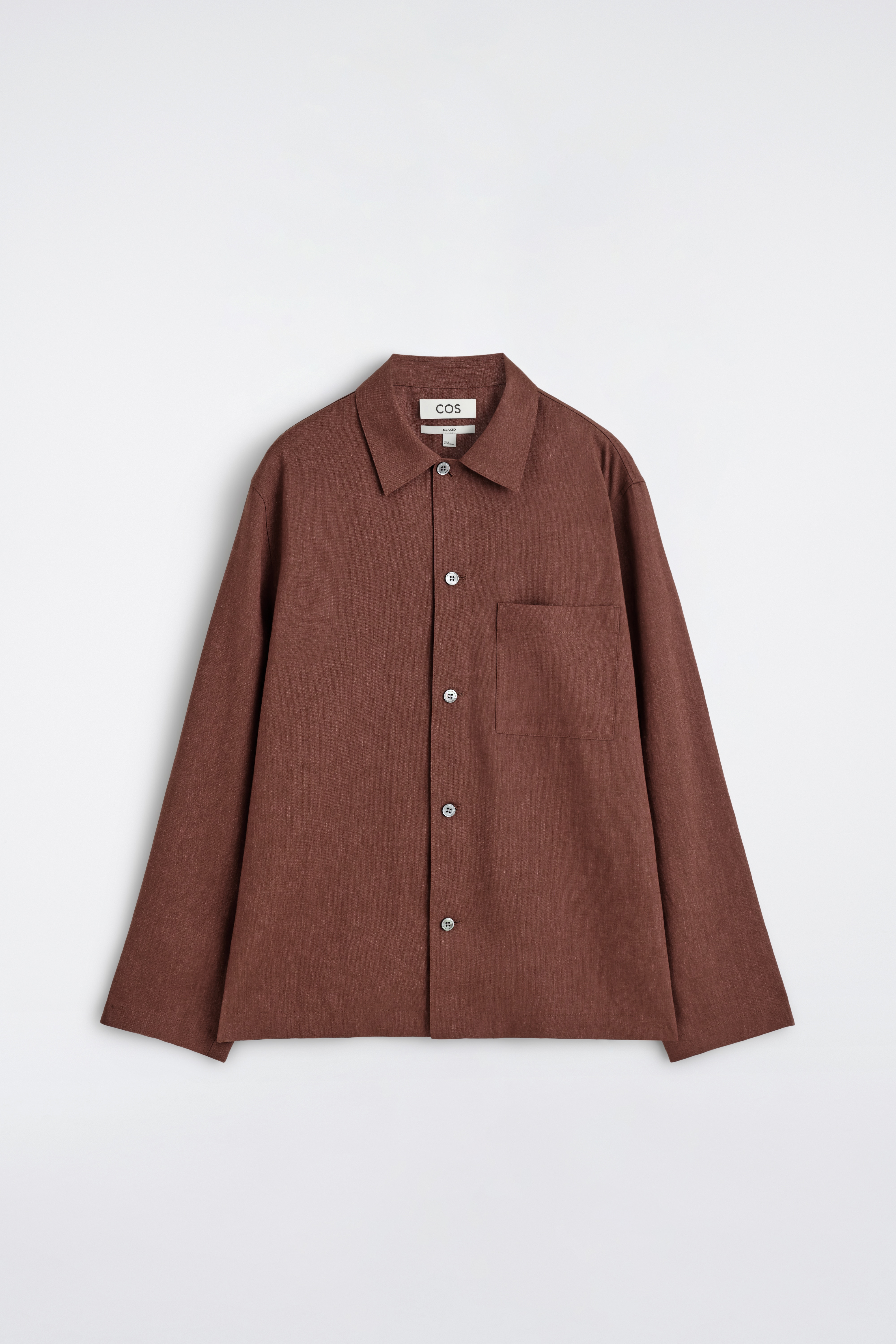 LINEN RELAXED SHIRT - RUST MÉLANGE/אפור מלנג'