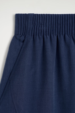 PANELED ELASTICATED BARREL-LEG PANTS — NAVY 6