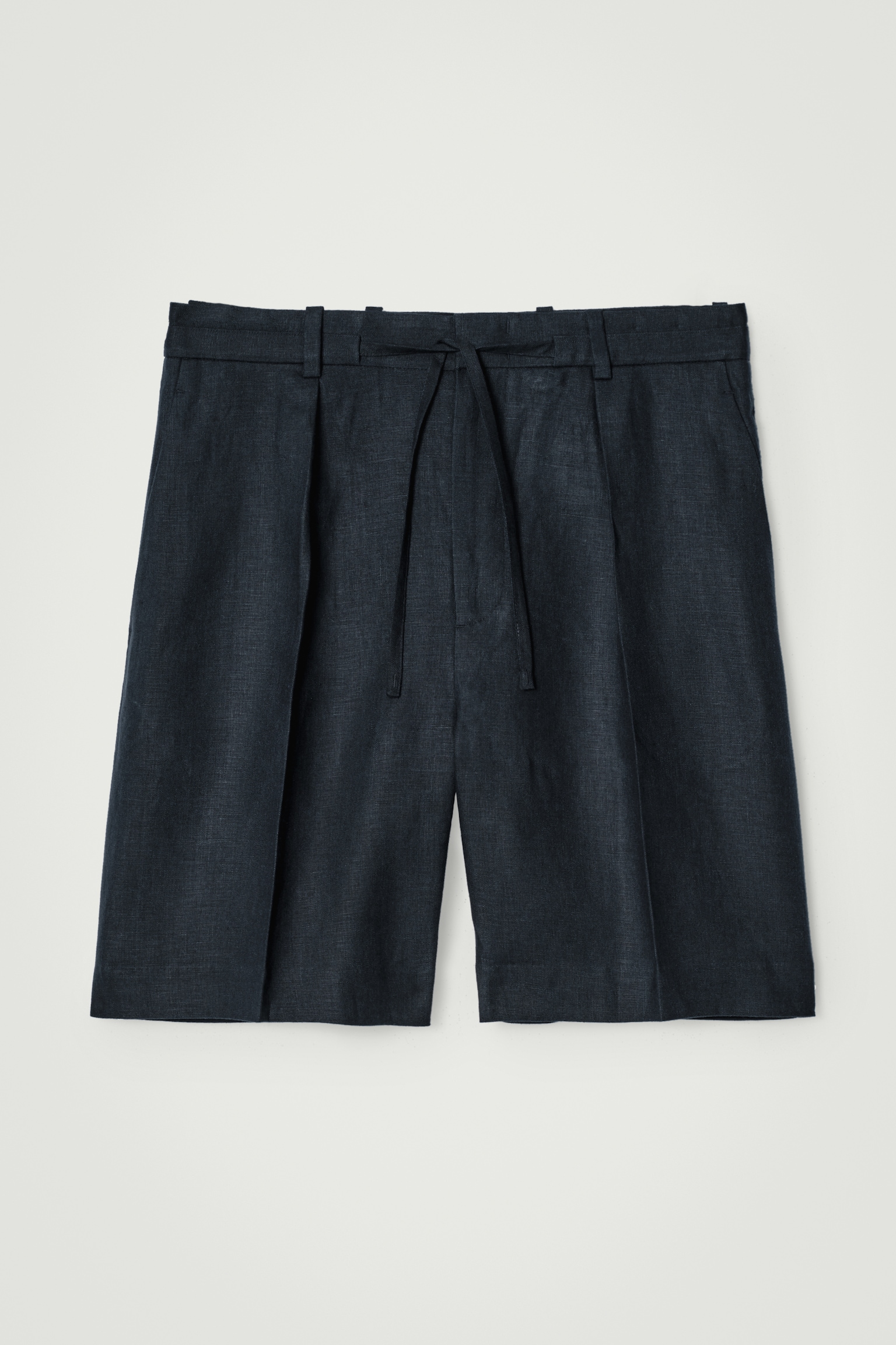 SHORTS SARTORIALI IN LINO CON COULISSE - BLU NAVY/VERDE SCURO/BEIGE / NON TINTO - 2