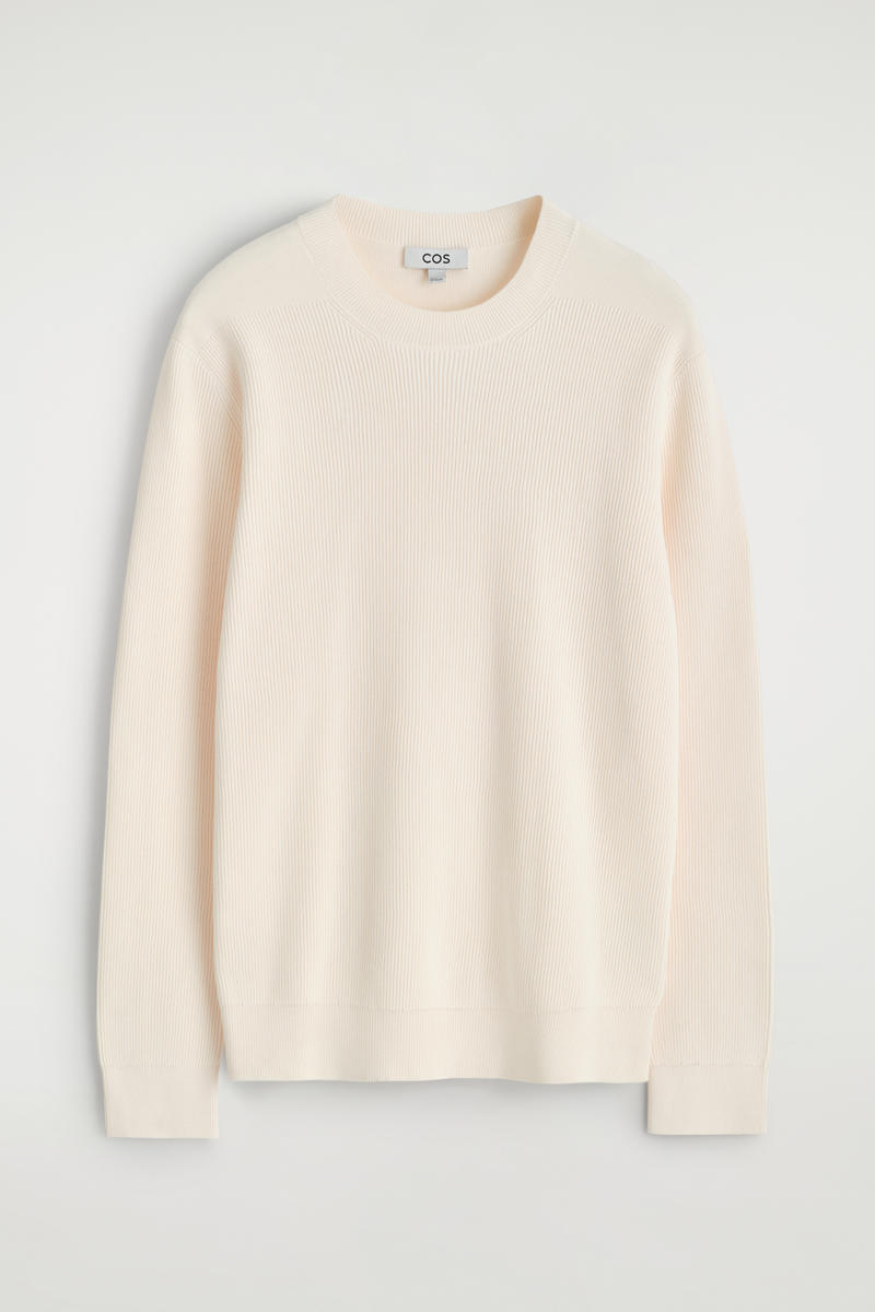 Cos Cotton Crew-neck Sweater In White