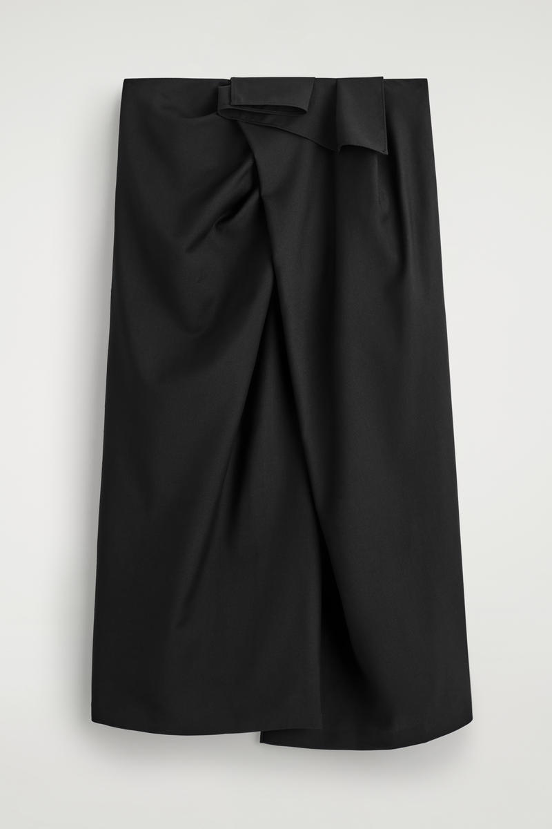 Draped Wool Wrap-Effect Midi Skirt Draped Wool Wrap-Effect Midi Skirt