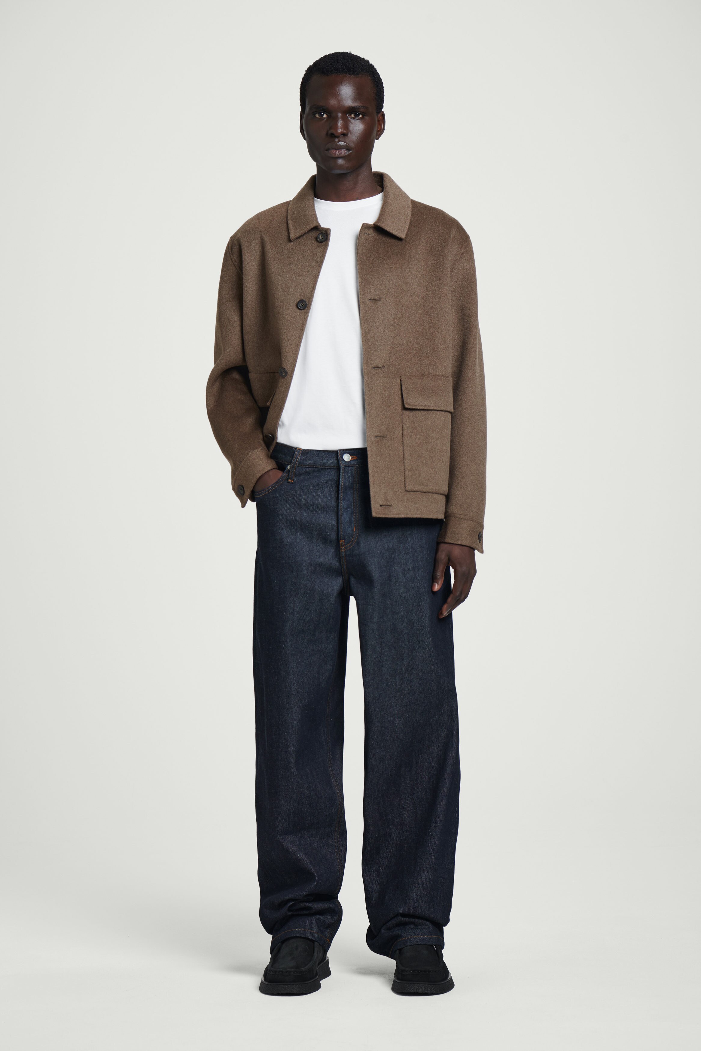 DOUBLE-FACED WOOL JACKET - BROWN | COS