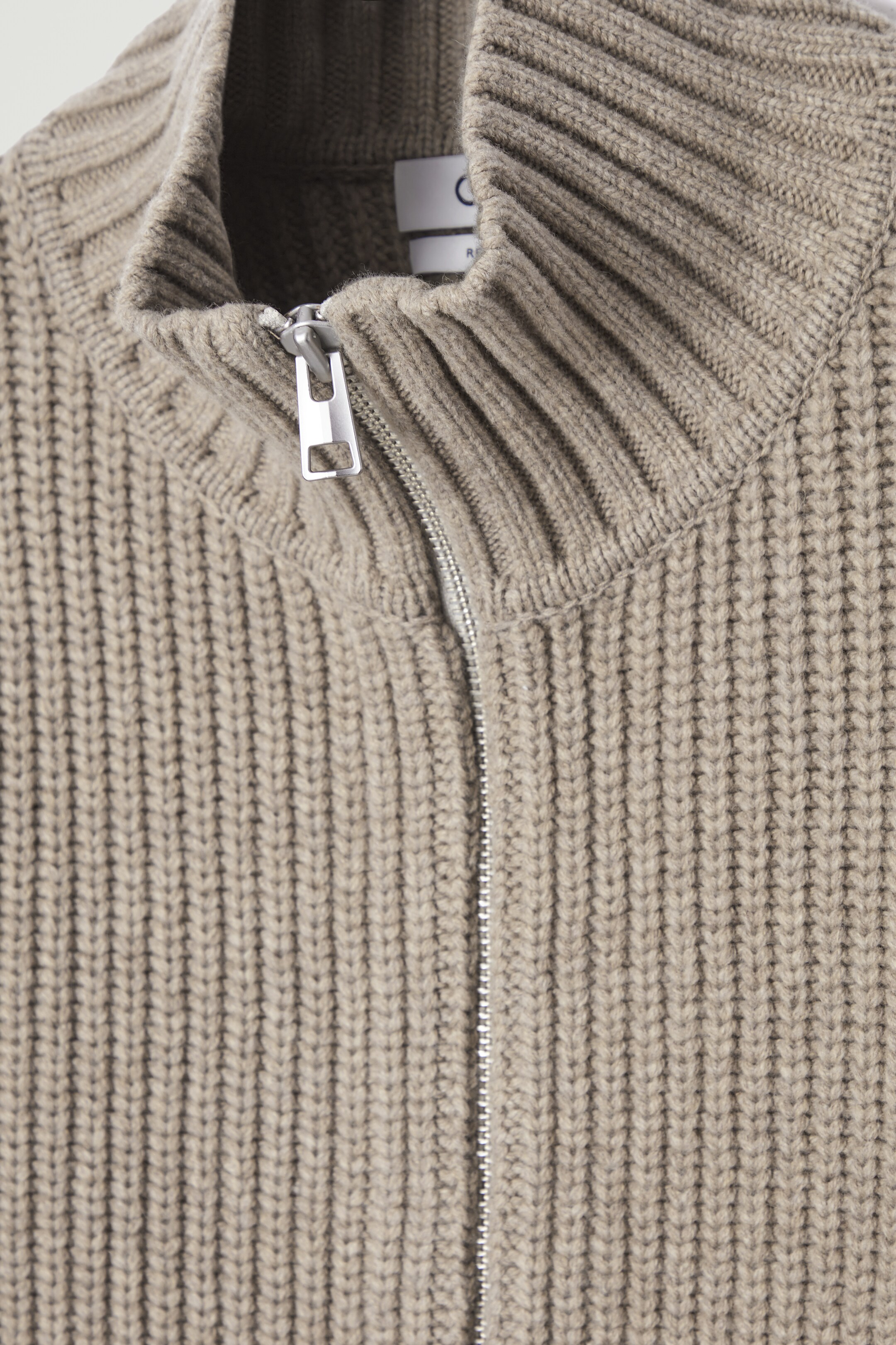 View larger image: FUNNEL-NECK KNITTED WOOL JACKET - BEIGE - Men | H&M GB 2