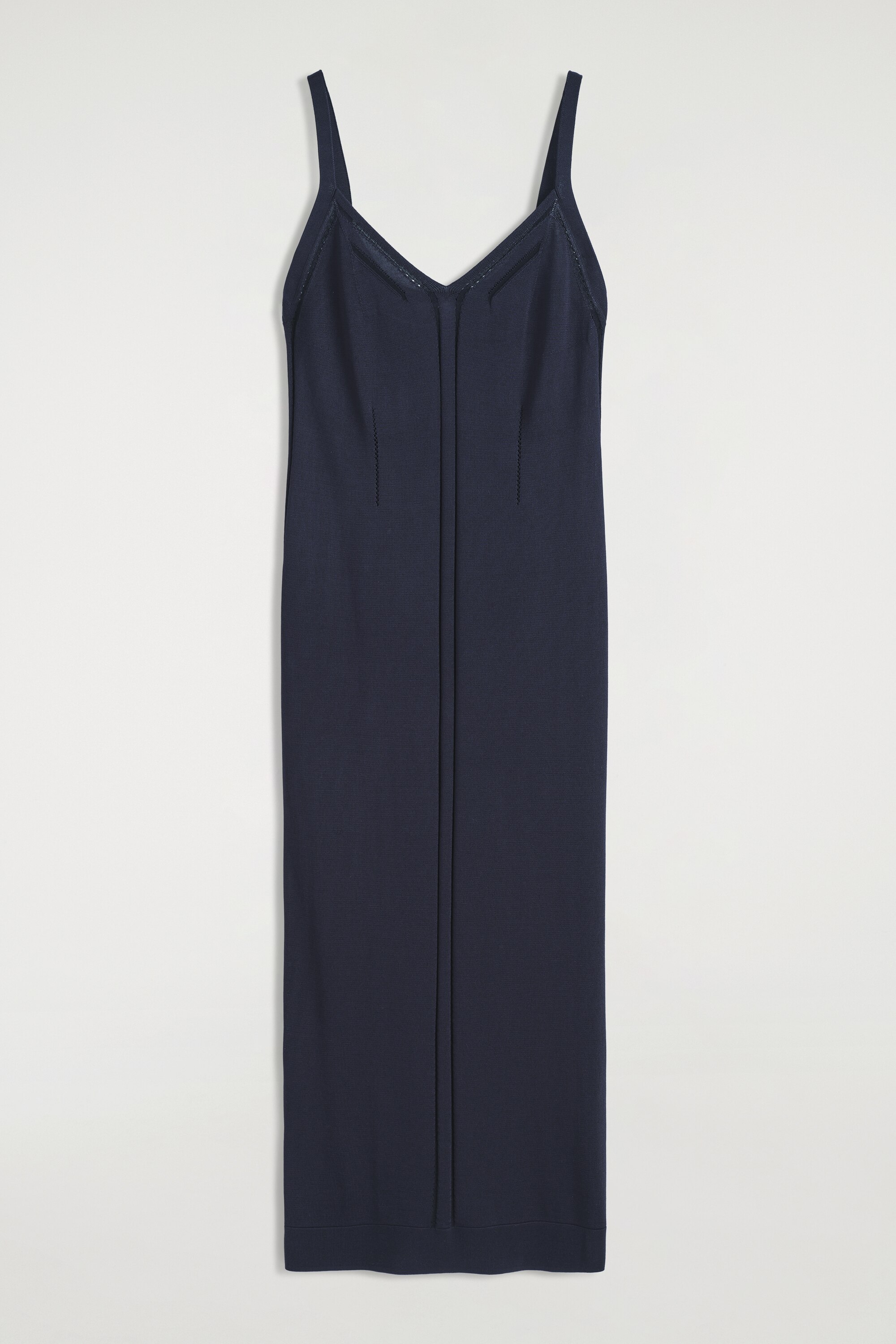 KNITTED MIDI SLIP DRESS - NAVY