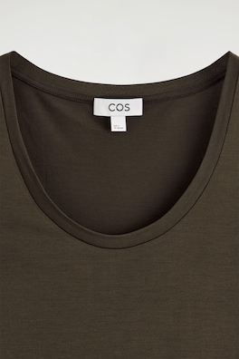 SCOOP-NECK SILK-JERSEY TANK TOP — BROWN 6