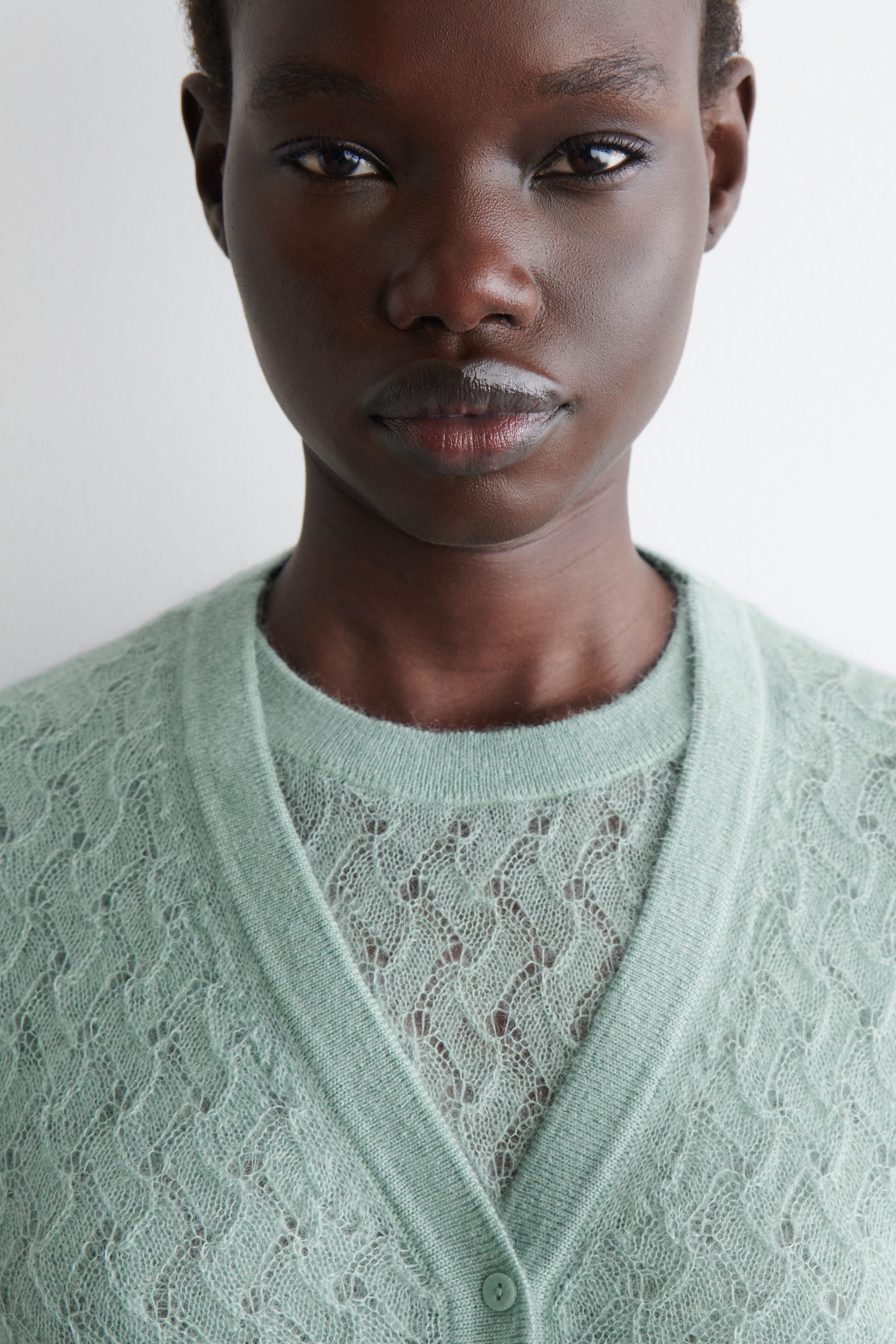 POINTELLE-KNIT MOHAIR CARDIGAN - LIGHT BLUE | COS US