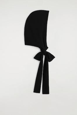 MERINO WOOL HOODED SCARF — BLACK 4