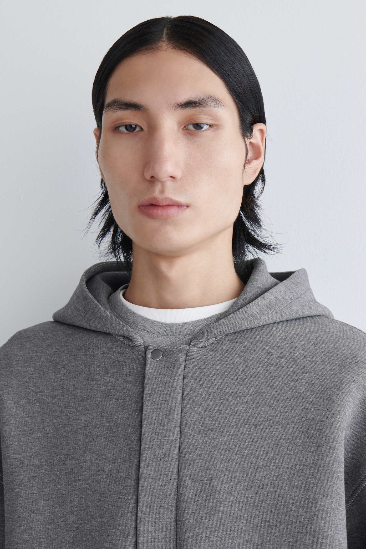 HENLEY-KAPUZENPULLOVER AUS SCUBA - GRAU MELIERT - 3