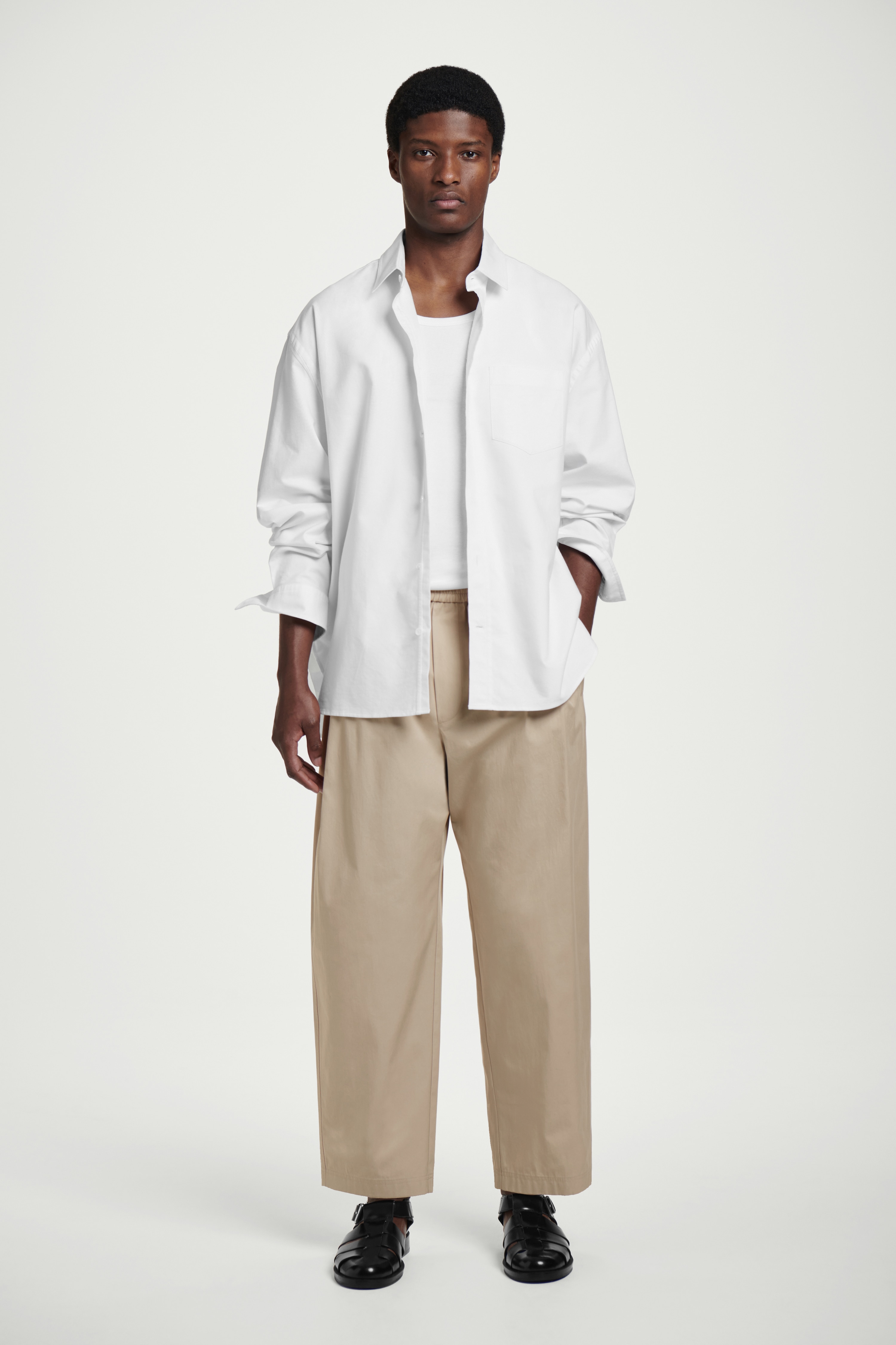 PANTALÓN ANCHO CROP CON CINTURA ELÁSTICA - TOPO/VERDE