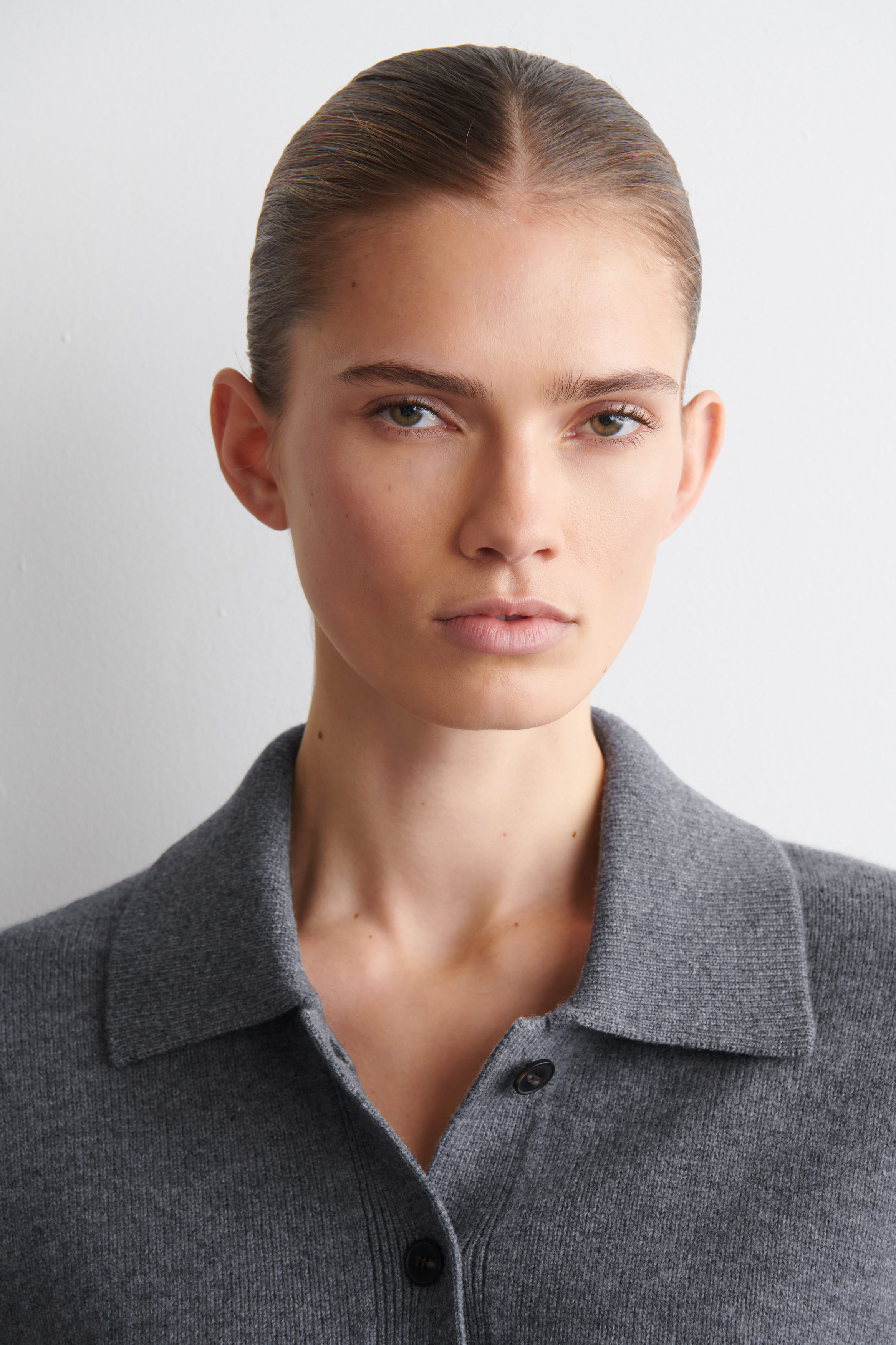COLLARED MERINO WOOL CARDIGAN - GRAY MÉLANGE | COS US