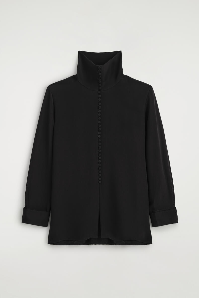 Button-Detail Silk-Crepe Shirt