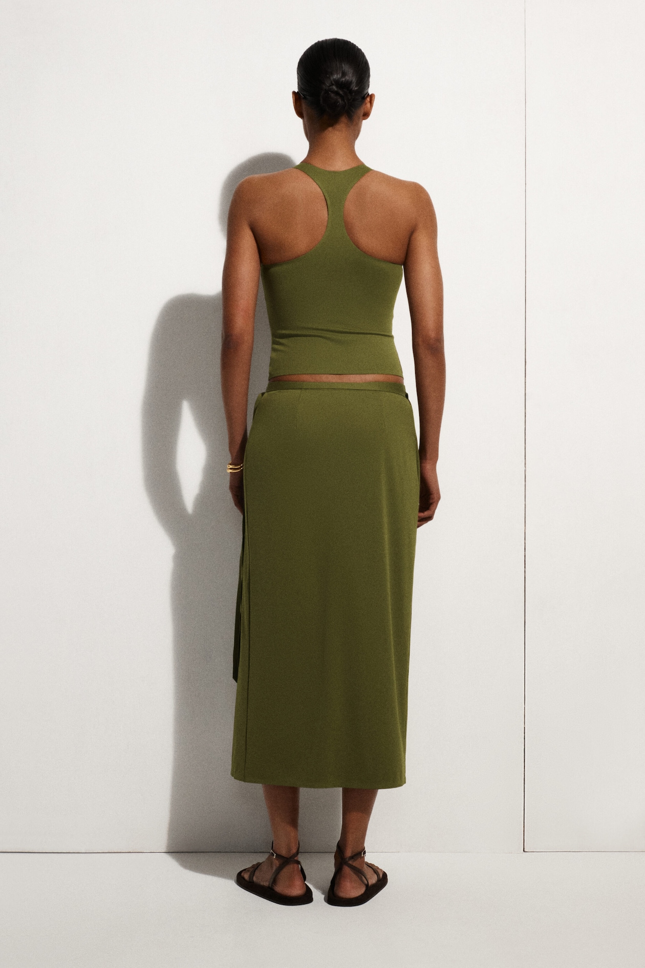 SARONG WRAP SKIRT — KHAKI