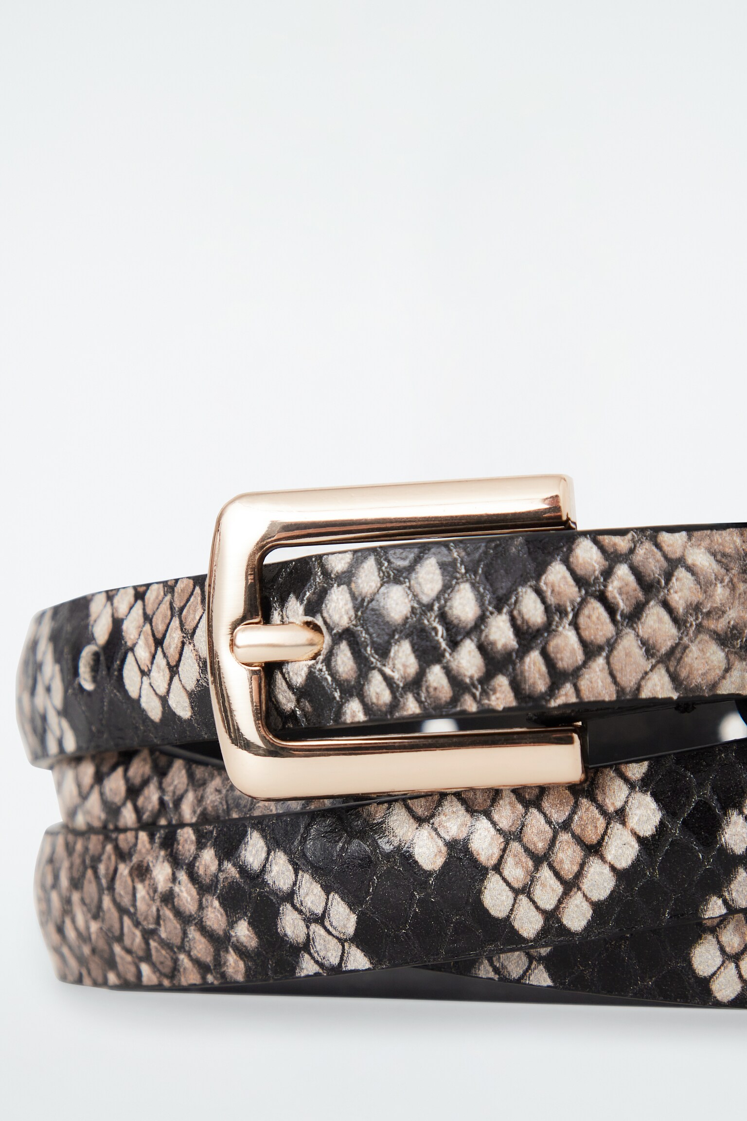 SKINNY LEATHER BELT - SNAKE EFFECT/BLACK - 2