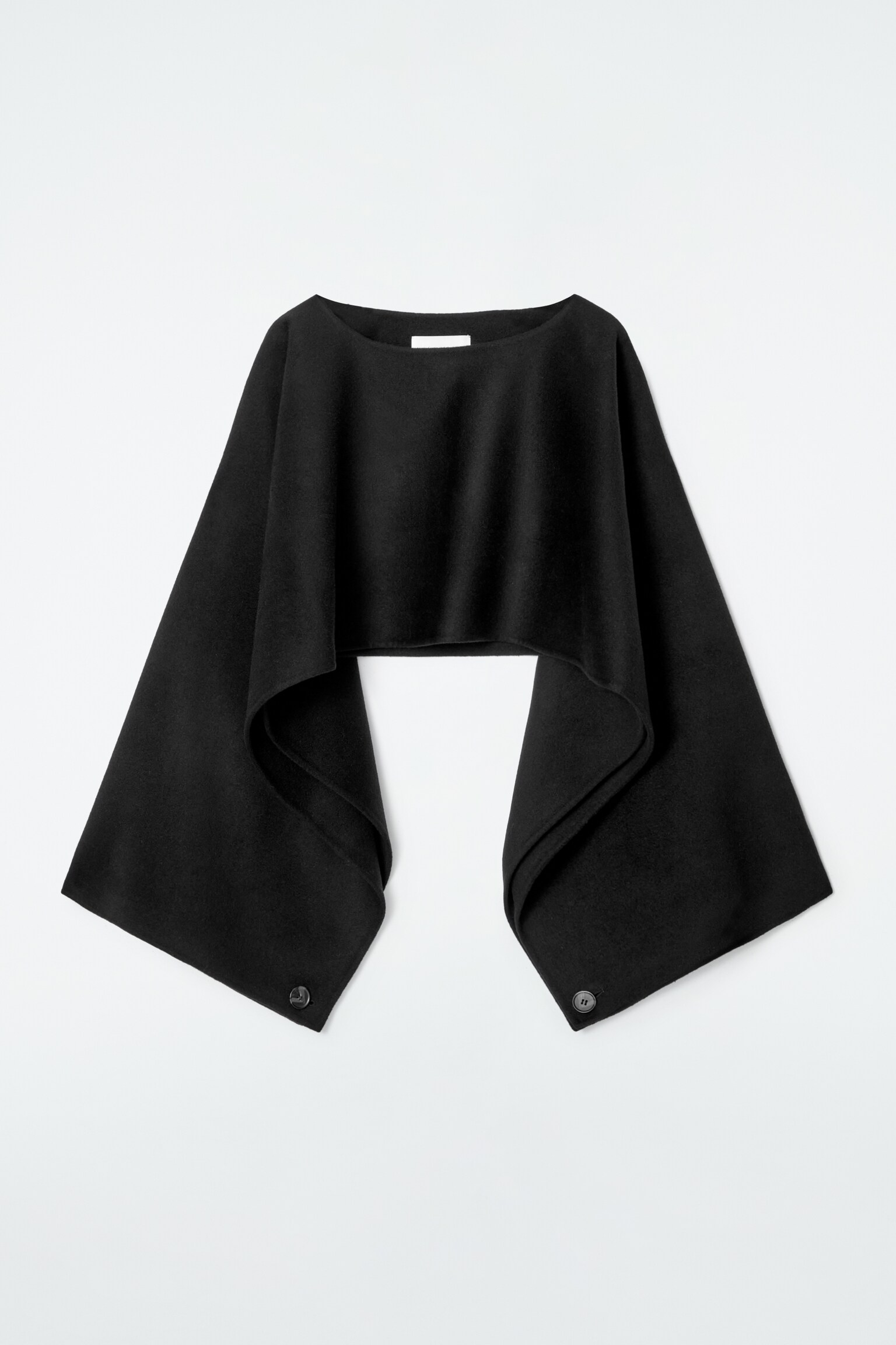 DOUBLE-FACED WOOL HYBRID CAPE - BLACK - 2