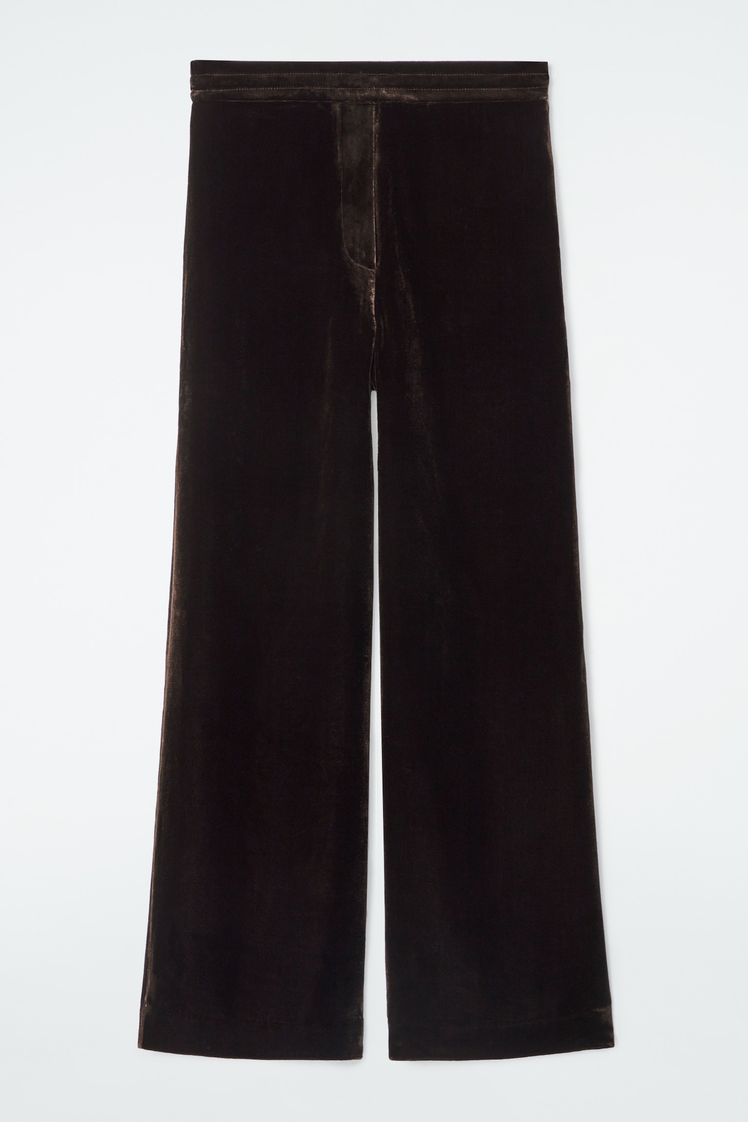 PANTALON EN VELOURS DE SOIE MÉLANGÉE - ACAJOU/BLEU - 2